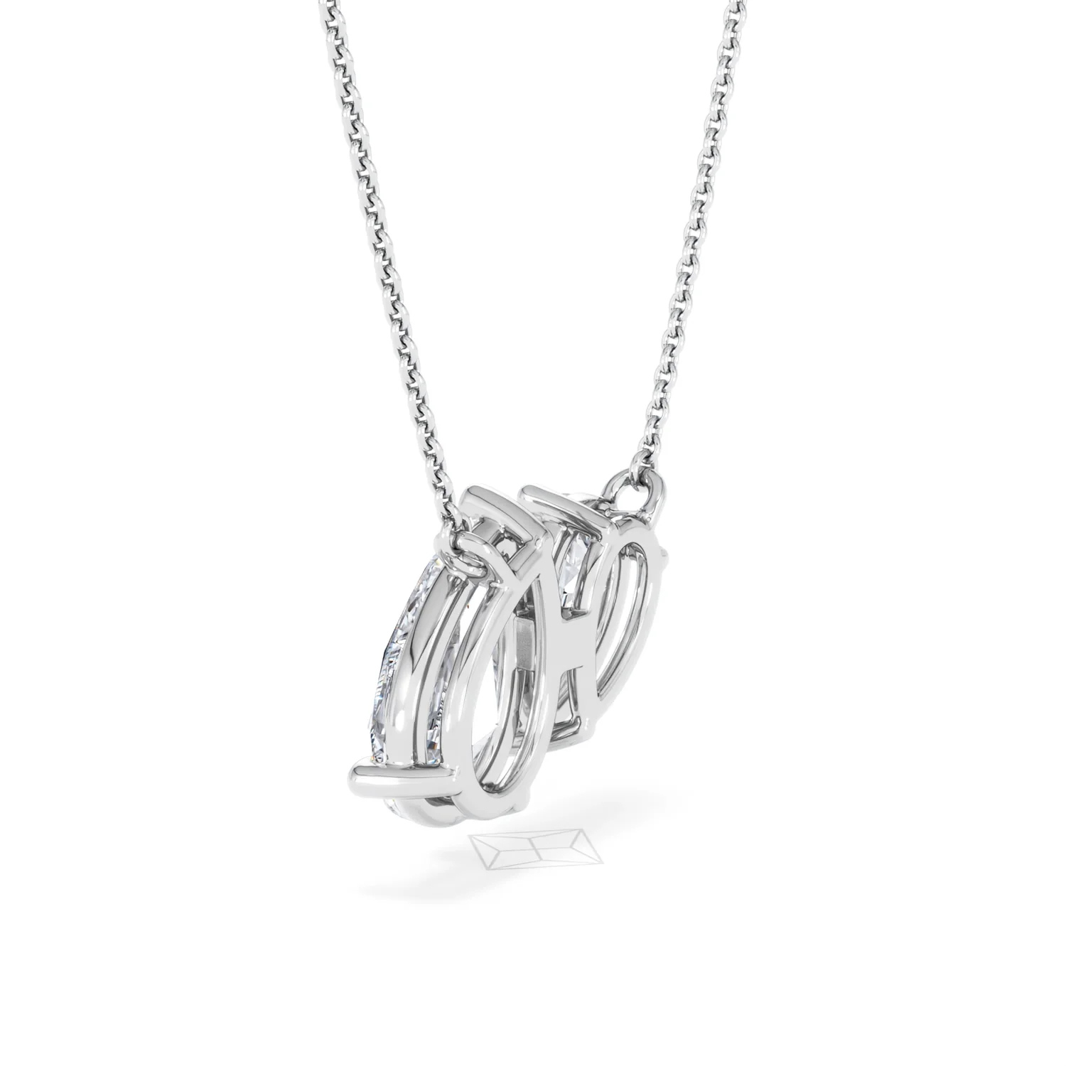 Toi Et Moi 3.00ct Pear Cut Lab Diamond 2 Stone Necklace in 18K White Gold - Image 61