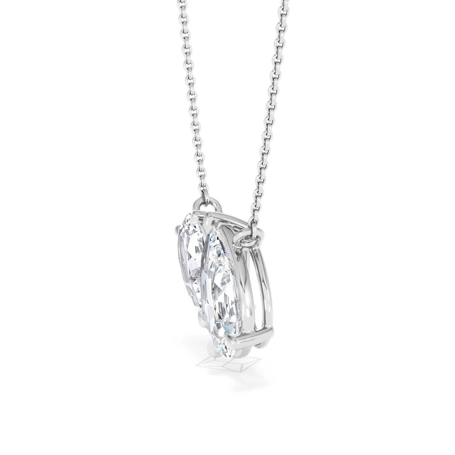 Toi Et Moi 3.00ct Pear Cut Lab Diamond 2 Stone Necklace in 18K White Gold - Image 73