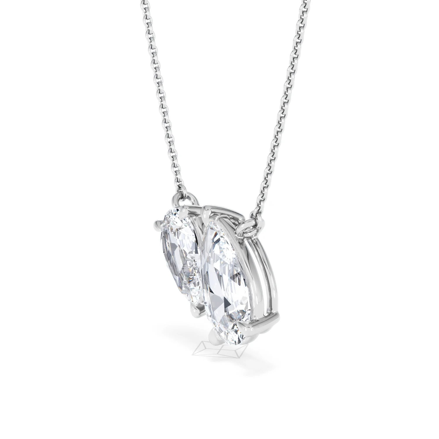 Toi Et Moi 3.00ct Pear Cut Lab Diamond 2 Stone Necklace in 18K White Gold - Image 76