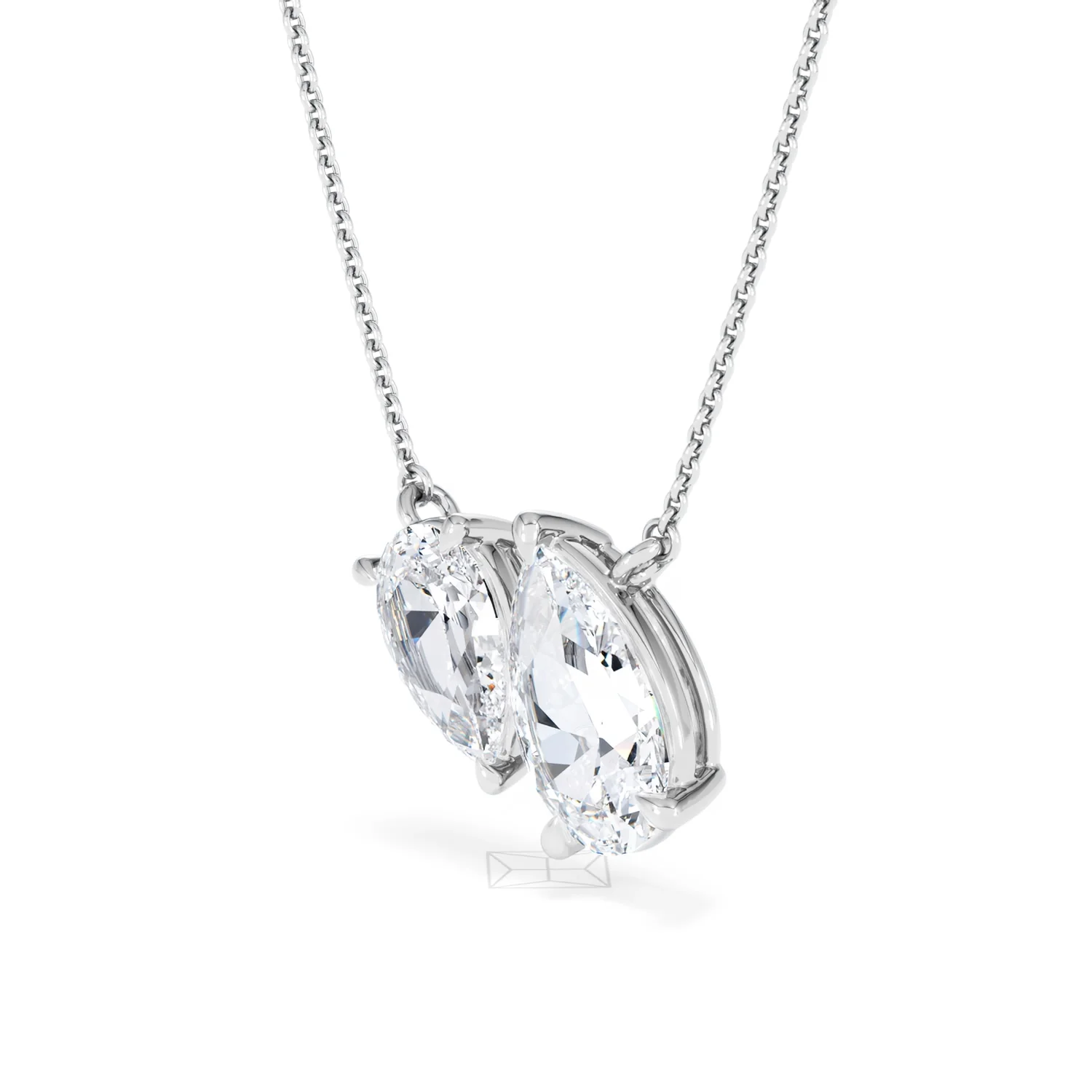 Toi Et Moi 3.00ct Pear Cut Lab Diamond 2 Stone Necklace in 18K White Gold - Image 79