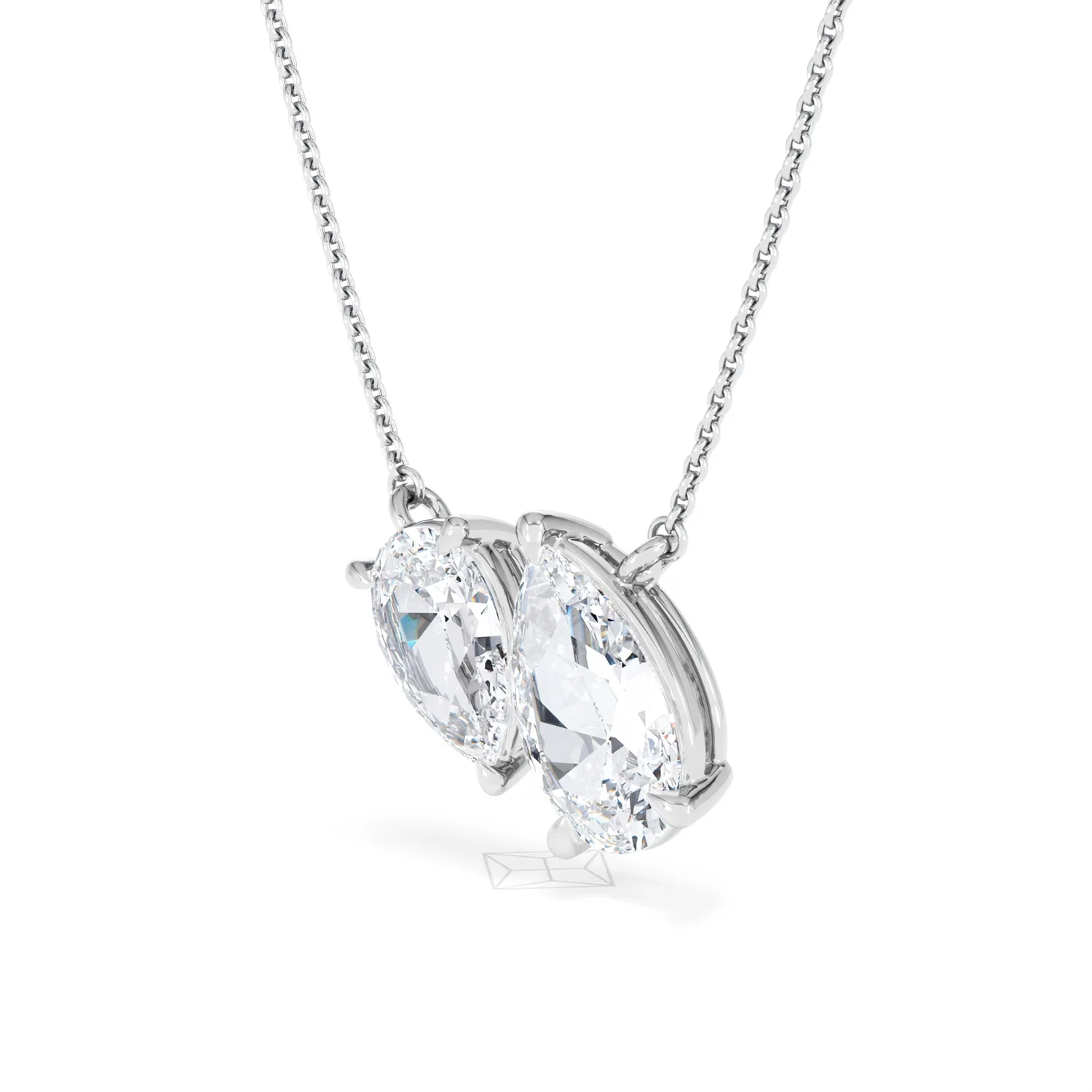 Toi Et Moi 3.00ct Pear Cut Lab Diamond 2 Stone Necklace in 18K White Gold - Image 80