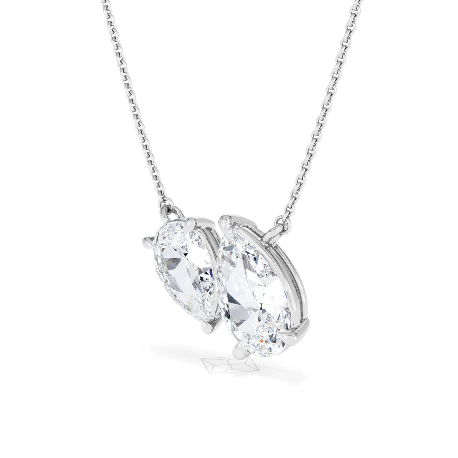 Toi Et Moi 3.00ct Pear Cut Lab Diamond 2 Stone Necklace in 18K White Gold - Image 81
