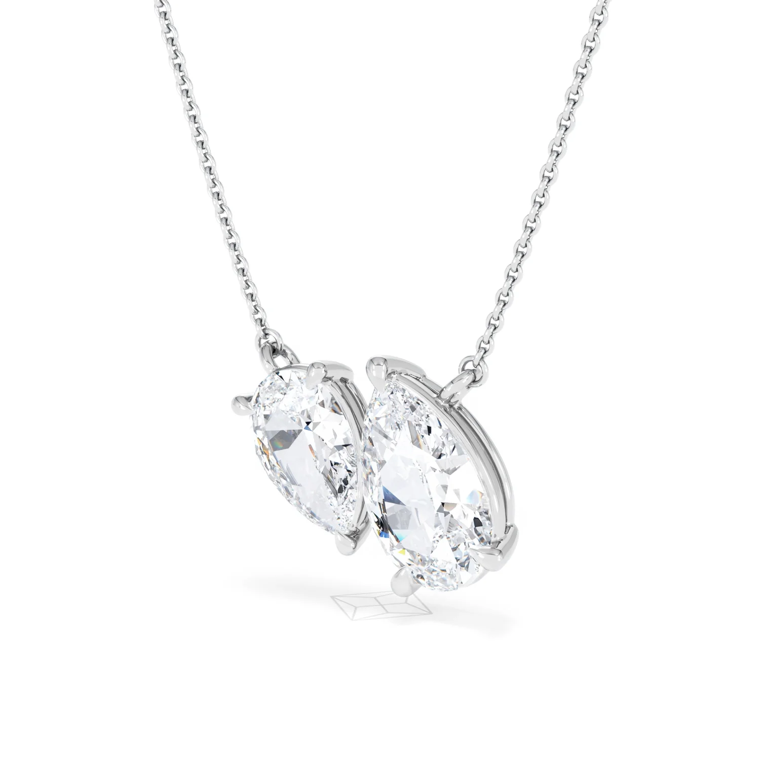 Toi Et Moi 3.00ct Pear Cut Lab Diamond 2 Stone Necklace in 18K White Gold - Image 82