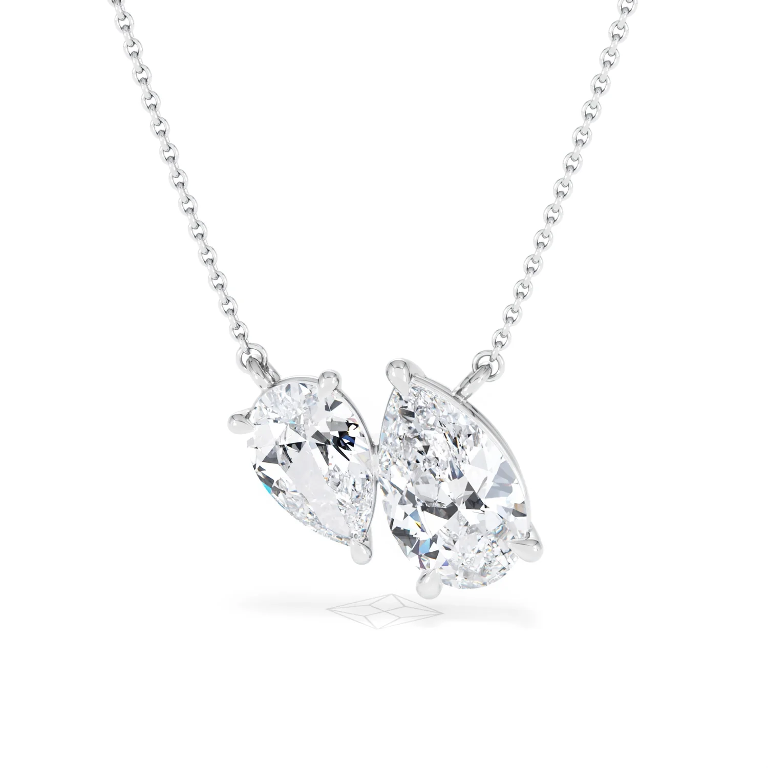 Toi Et Moi 3.00ct Pear Cut Lab Diamond 2 Stone Necklace in 18K White Gold - Image 87
