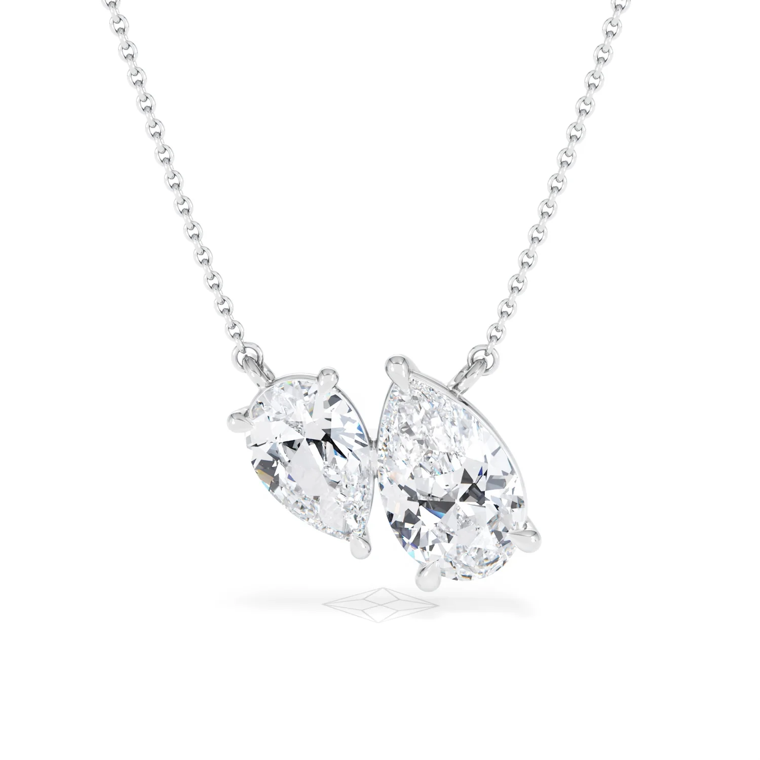 Toi Et Moi 3.00ct Pear Cut Lab Diamond 2 Stone Necklace in 18K White Gold - Image 88