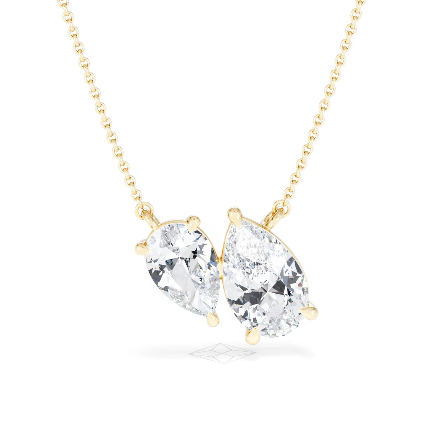 Toi Et Moi 3.00ct Pear Cut Lab Diamond 2 Stone Necklace in 18K Yellow Gold - Image 10
