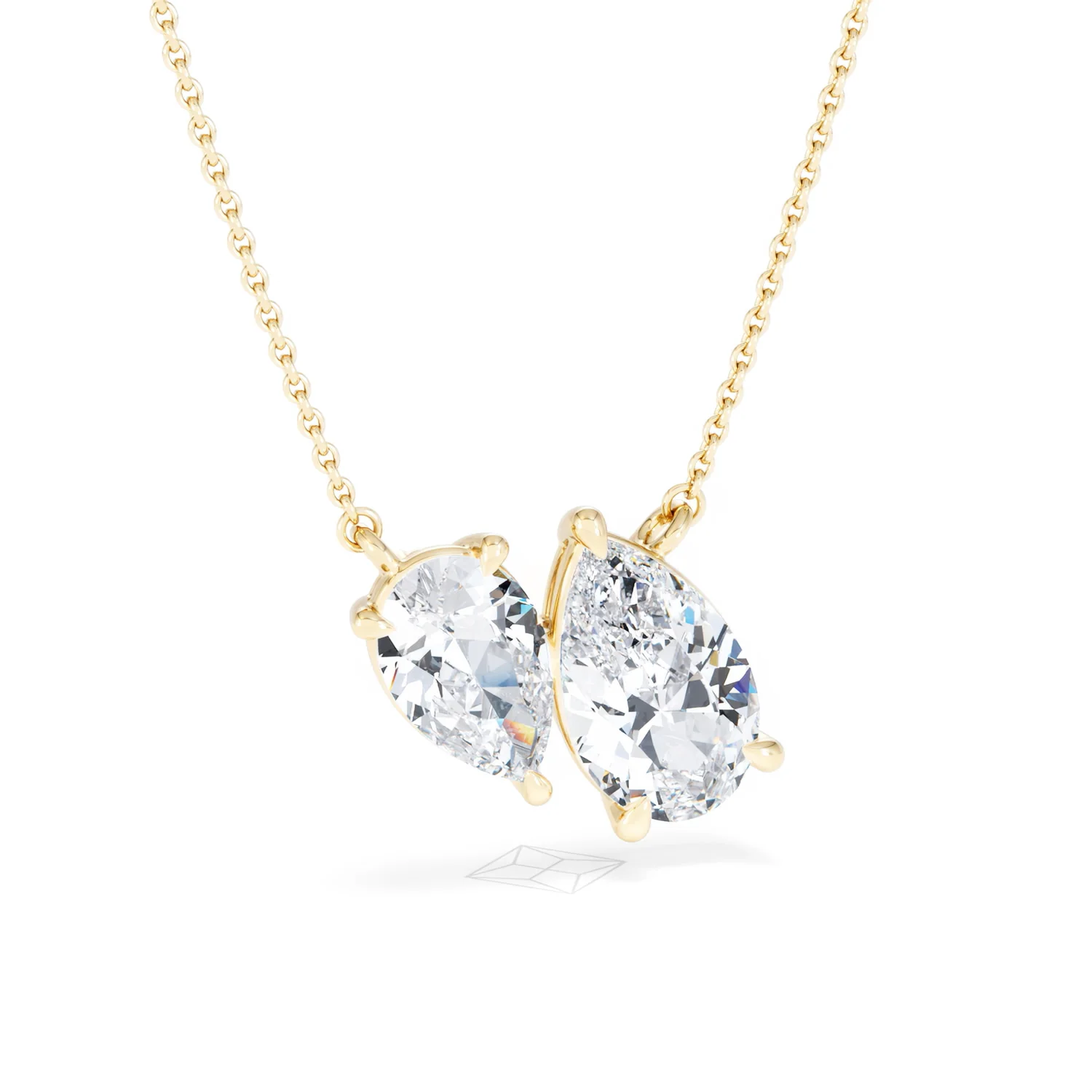 Toi Et Moi 3.00ct Pear Cut Lab Diamond 2 Stone Necklace in 18K Yellow Gold - Image 13
