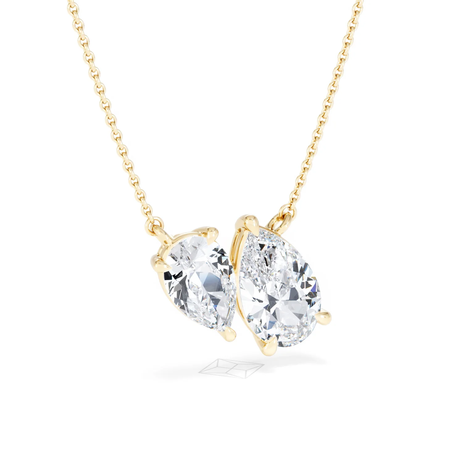 Toi Et Moi 3.00ct Pear Cut Lab Diamond 2 Stone Necklace in 18K Yellow Gold - Image 14