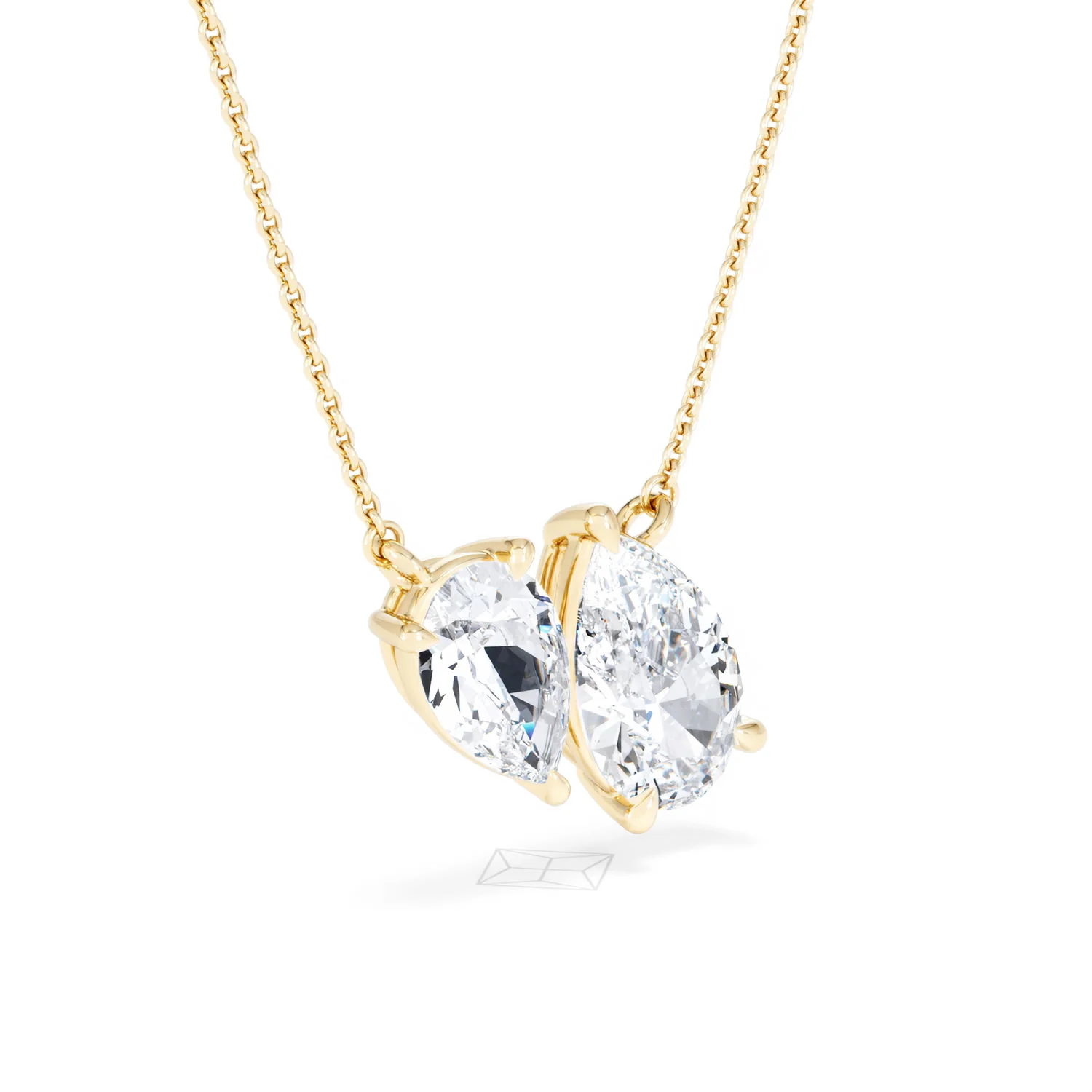 Toi Et Moi 3.00ct Pear Cut Lab Diamond 2 Stone Necklace in 18K Yellow Gold - Image 17