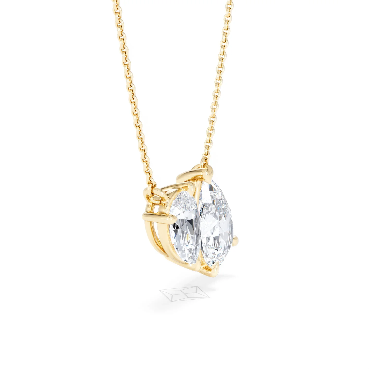 Toi Et Moi 3.00ct Pear Cut Lab Diamond 2 Stone Necklace in 18K Yellow Gold - Image 23