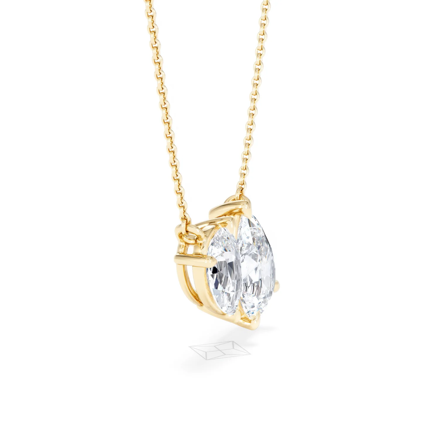 Toi Et Moi 3.00ct Pear Cut Lab Diamond 2 Stone Necklace in 18K Yellow Gold - Image 24