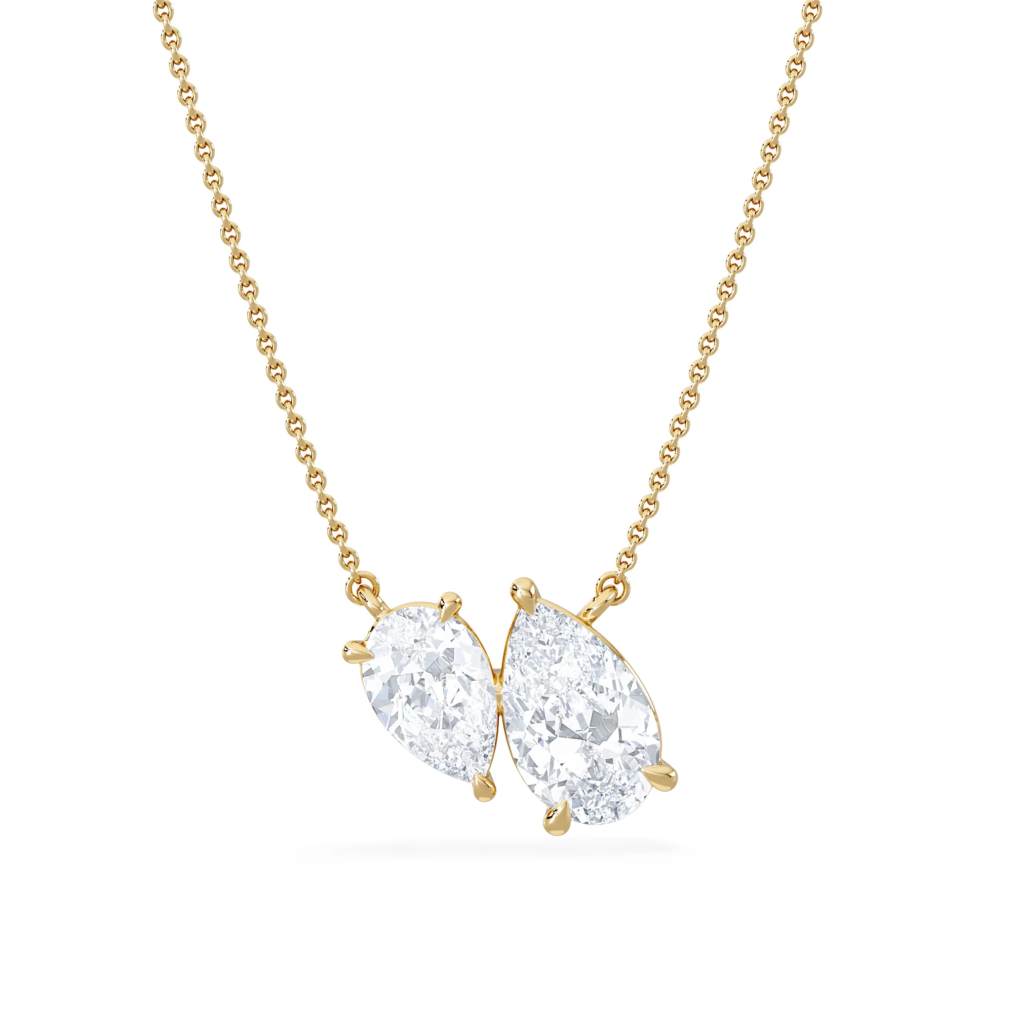 Toi Et Moi 3.00ct Pear Cut Lab Diamond 2 Stone Necklace in 18K Yellow Gold - Image 3