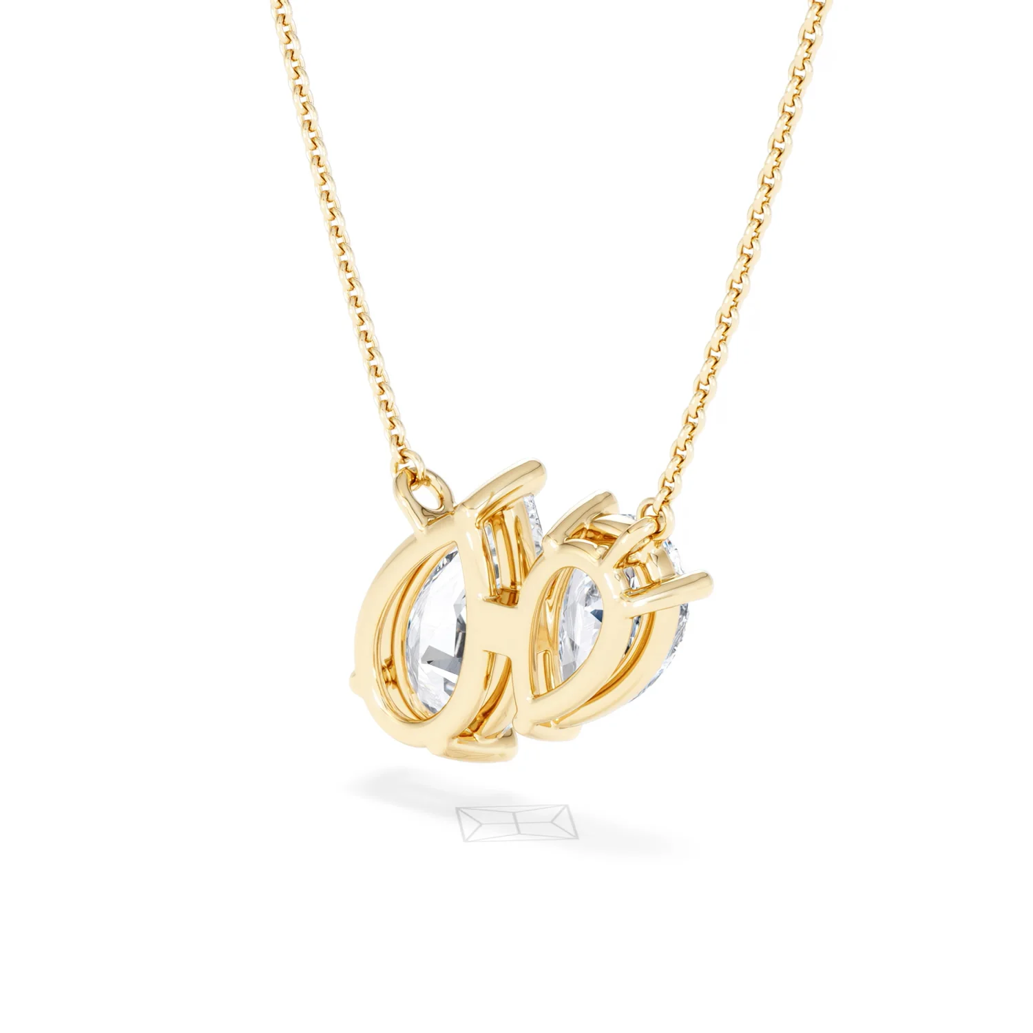 Toi Et Moi 3.00ct Pear Cut Lab Diamond 2 Stone Necklace in 18K Yellow Gold - Image 40