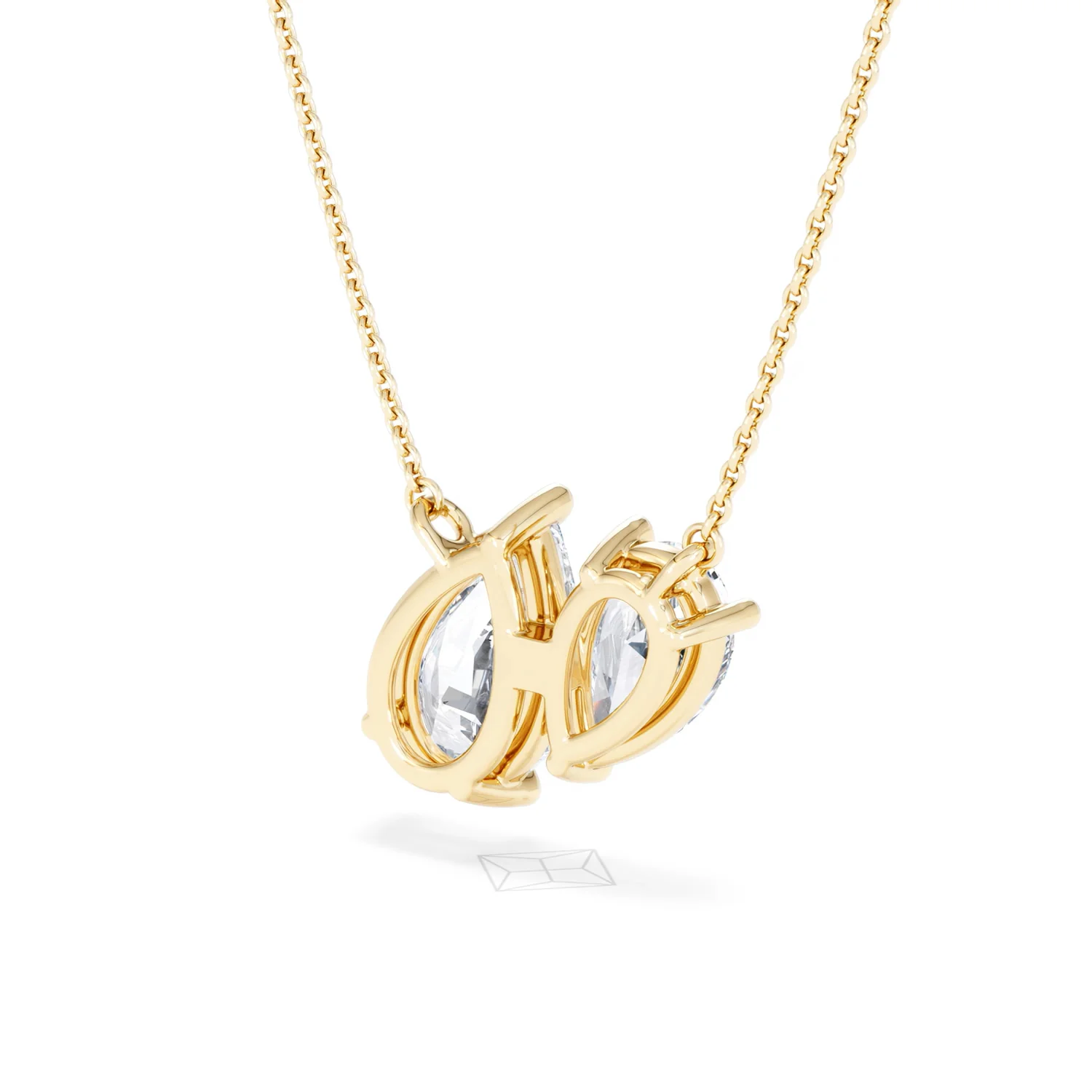 Toi Et Moi 3.00ct Pear Cut Lab Diamond 2 Stone Necklace in 18K Yellow Gold - Image 41