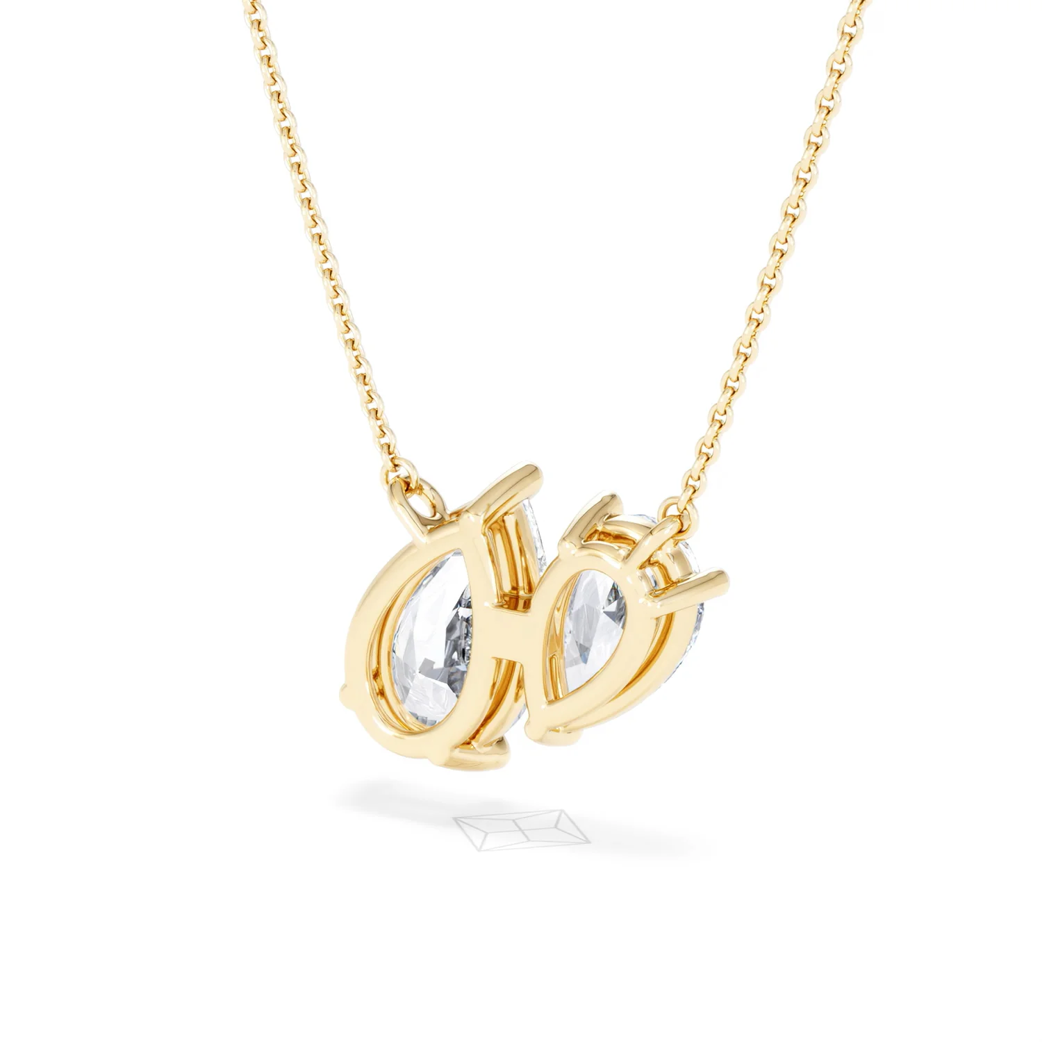 Toi Et Moi 3.00ct Pear Cut Lab Diamond 2 Stone Necklace in 18K Yellow Gold - Image 42
