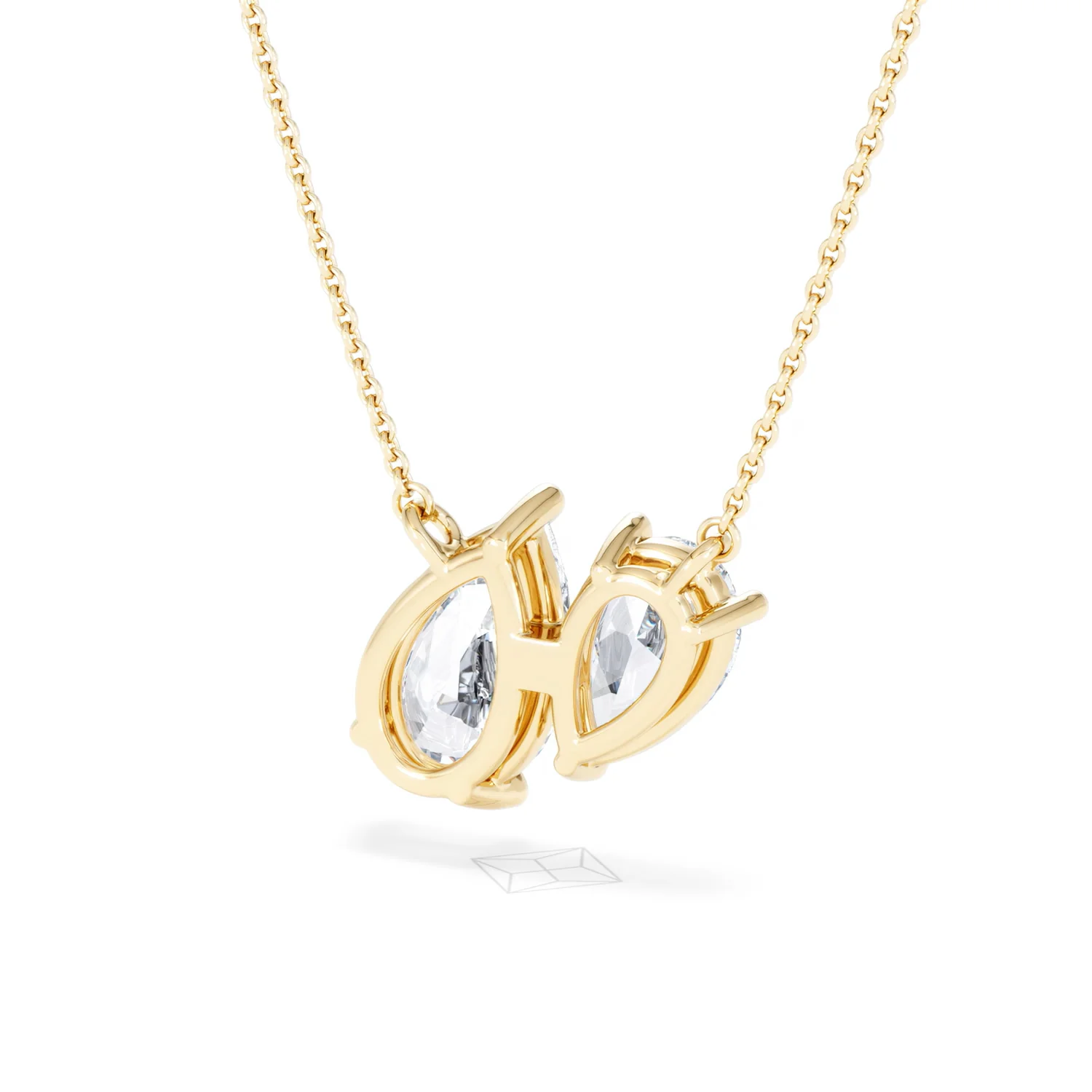 Toi Et Moi 3.00ct Pear Cut Lab Diamond 2 Stone Necklace in 18K Yellow Gold - Image 43