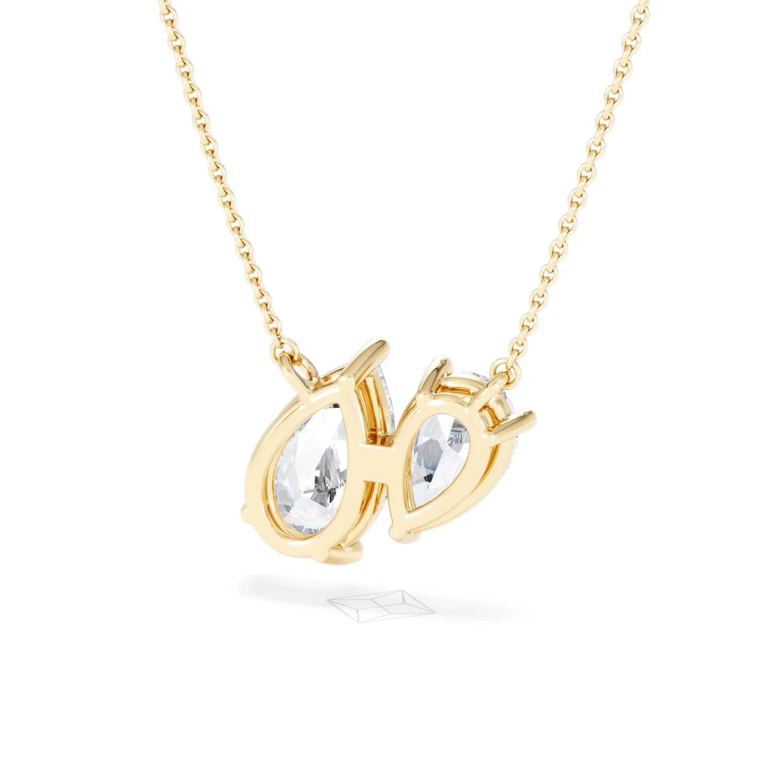 Toi Et Moi 3.00ct Pear Cut Lab Diamond 2 Stone Necklace in 18K Yellow Gold - Image 44