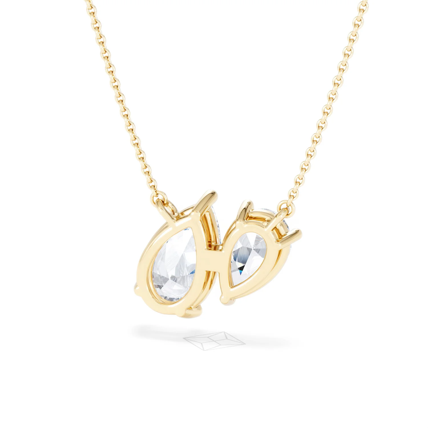 Toi Et Moi 3.00ct Pear Cut Lab Diamond 2 Stone Necklace in 18K Yellow Gold - Image 45
