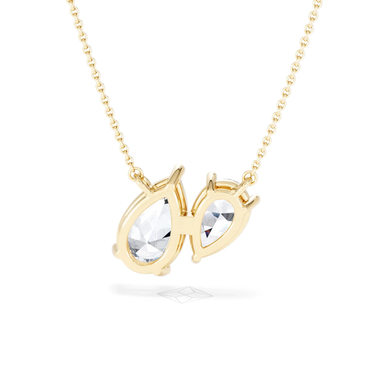 Toi Et Moi 3.00ct Pear Cut Lab Diamond 2 Stone Necklace in 18K Yellow Gold - Image 47