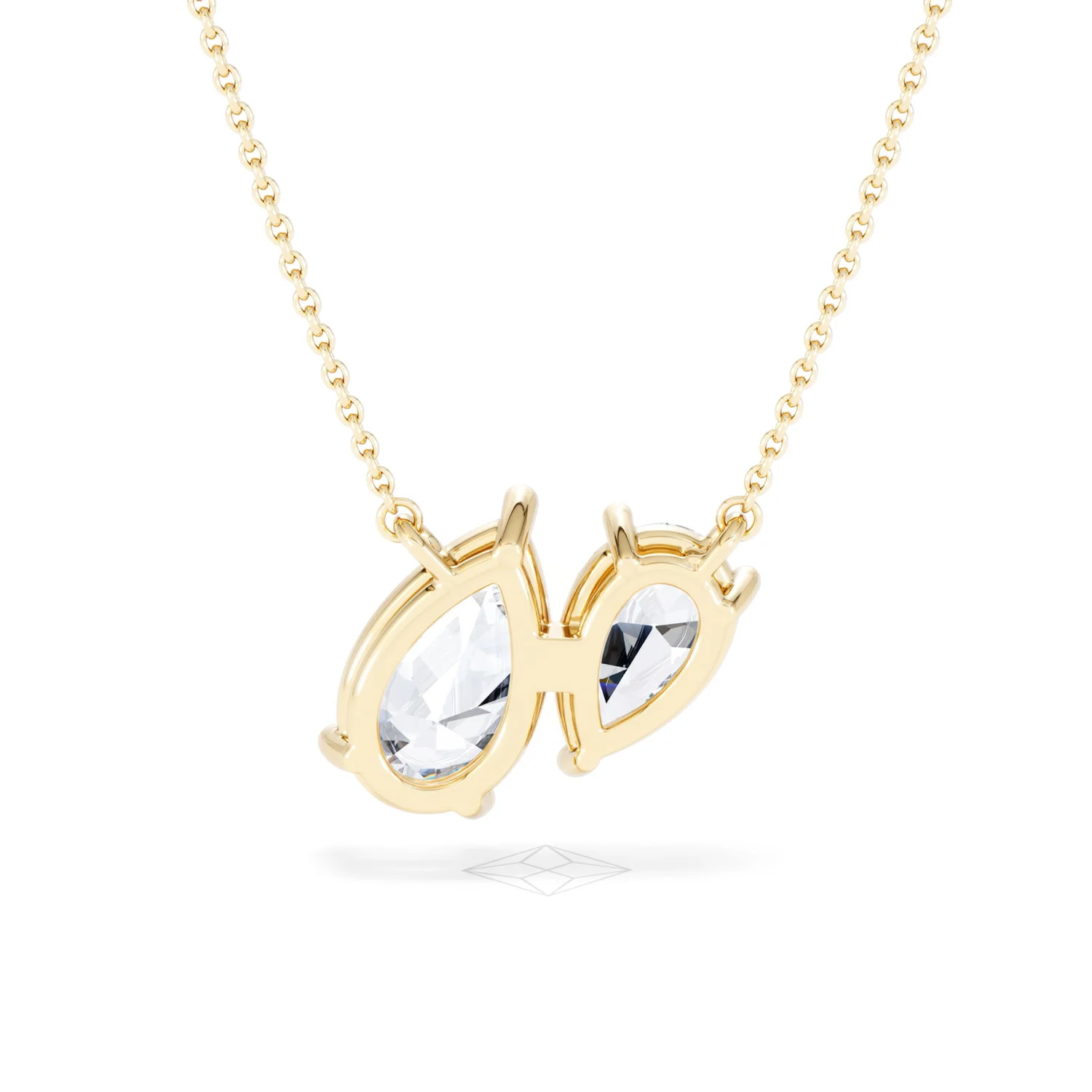 Toi Et Moi 3.00ct Pear Cut Lab Diamond 2 Stone Necklace in 18K Yellow Gold - Image 49