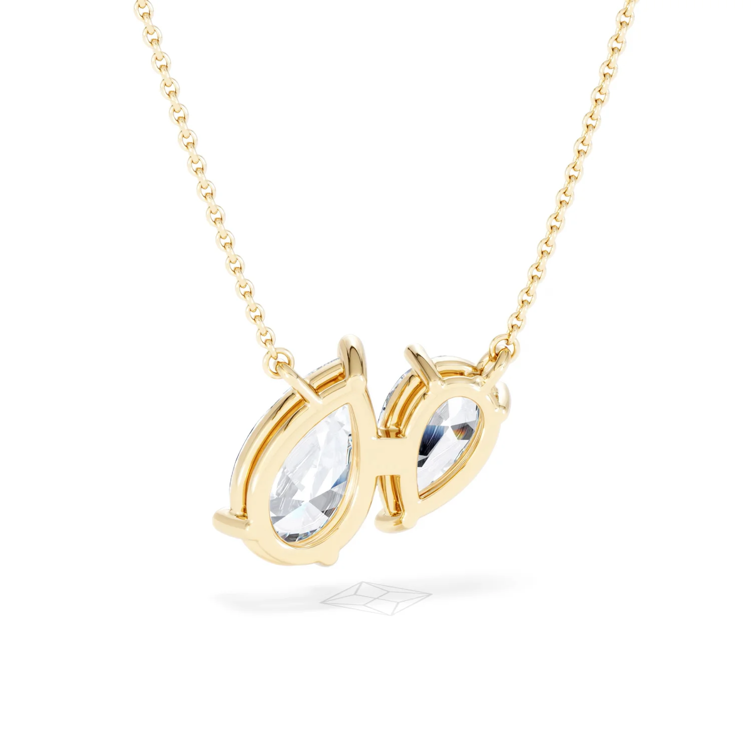 Toi Et Moi 3.00ct Pear Cut Lab Diamond 2 Stone Necklace in 18K Yellow Gold - Image 52