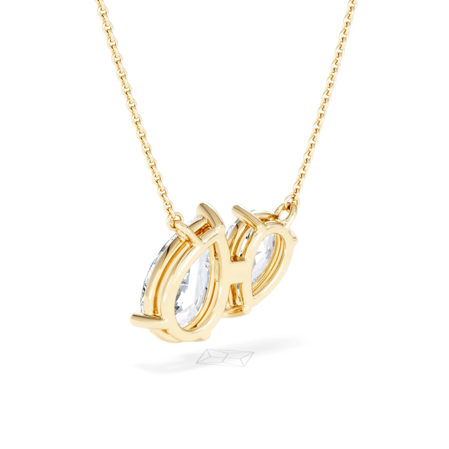Toi Et Moi 3.00ct Pear Cut Lab Diamond 2 Stone Necklace in 18K Yellow Gold - Image 56