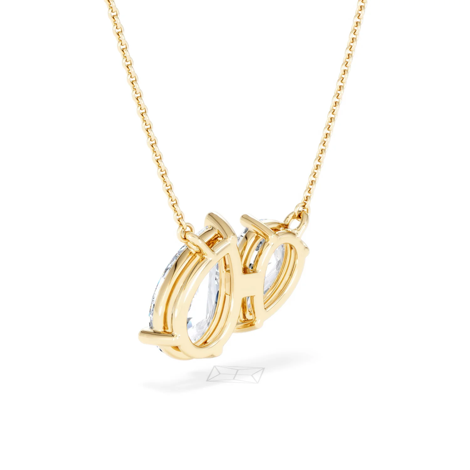 Toi Et Moi 3.00ct Pear Cut Lab Diamond 2 Stone Necklace in 18K Yellow Gold - Image 57