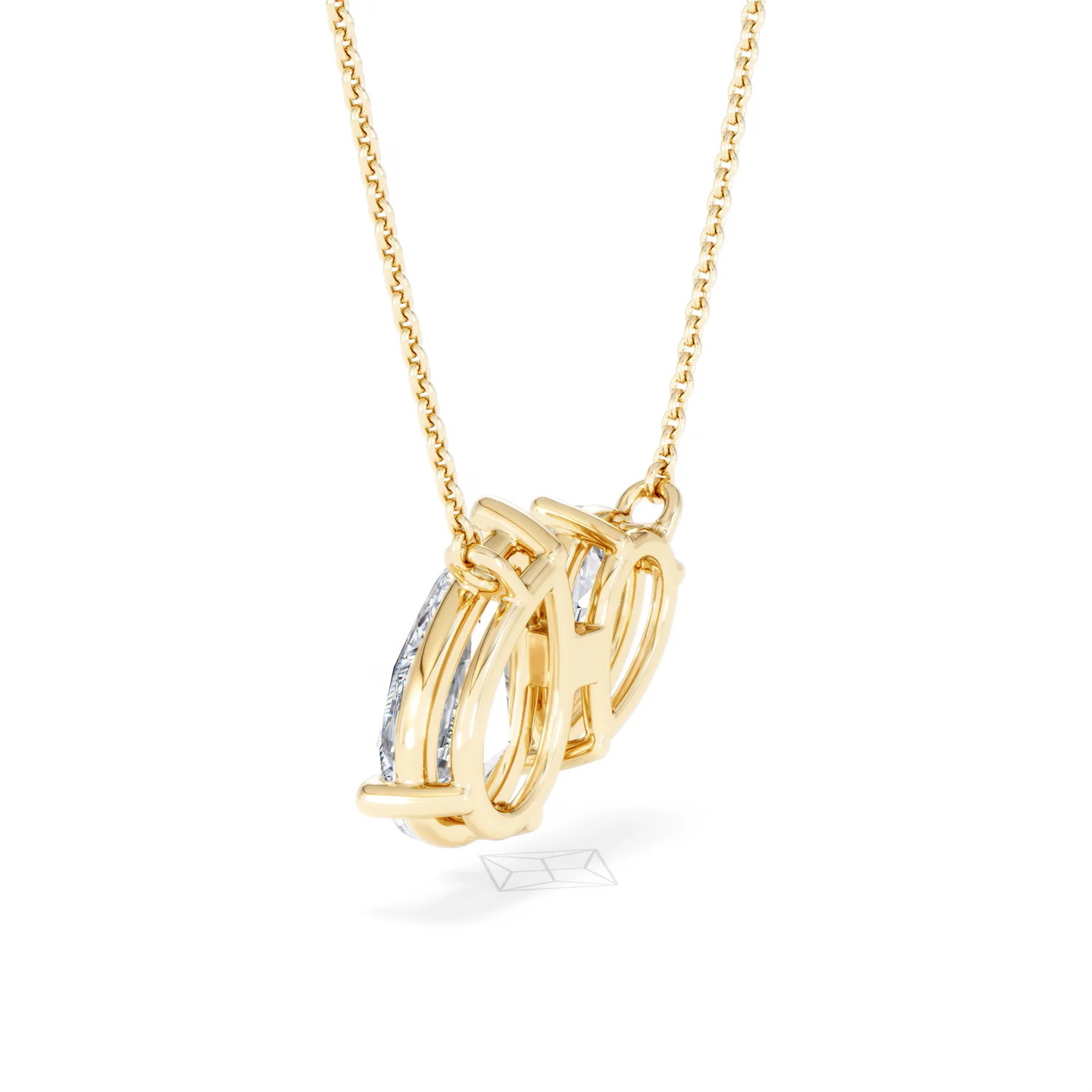 Toi Et Moi 3.00ct Pear Cut Lab Diamond 2 Stone Necklace in 18K Yellow Gold - Image 61