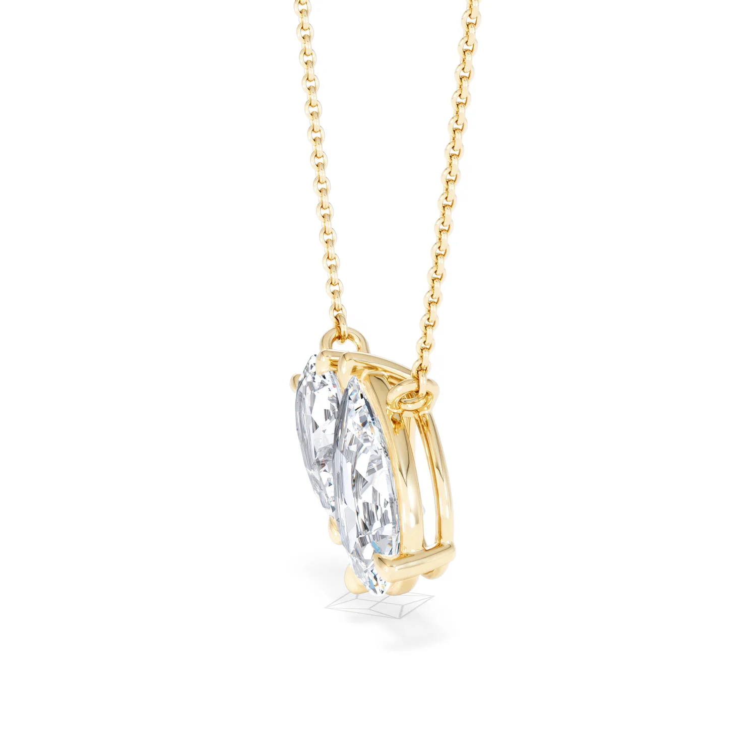 Toi Et Moi 3.00ct Pear Cut Lab Diamond 2 Stone Necklace in 18K Yellow Gold - Image 73