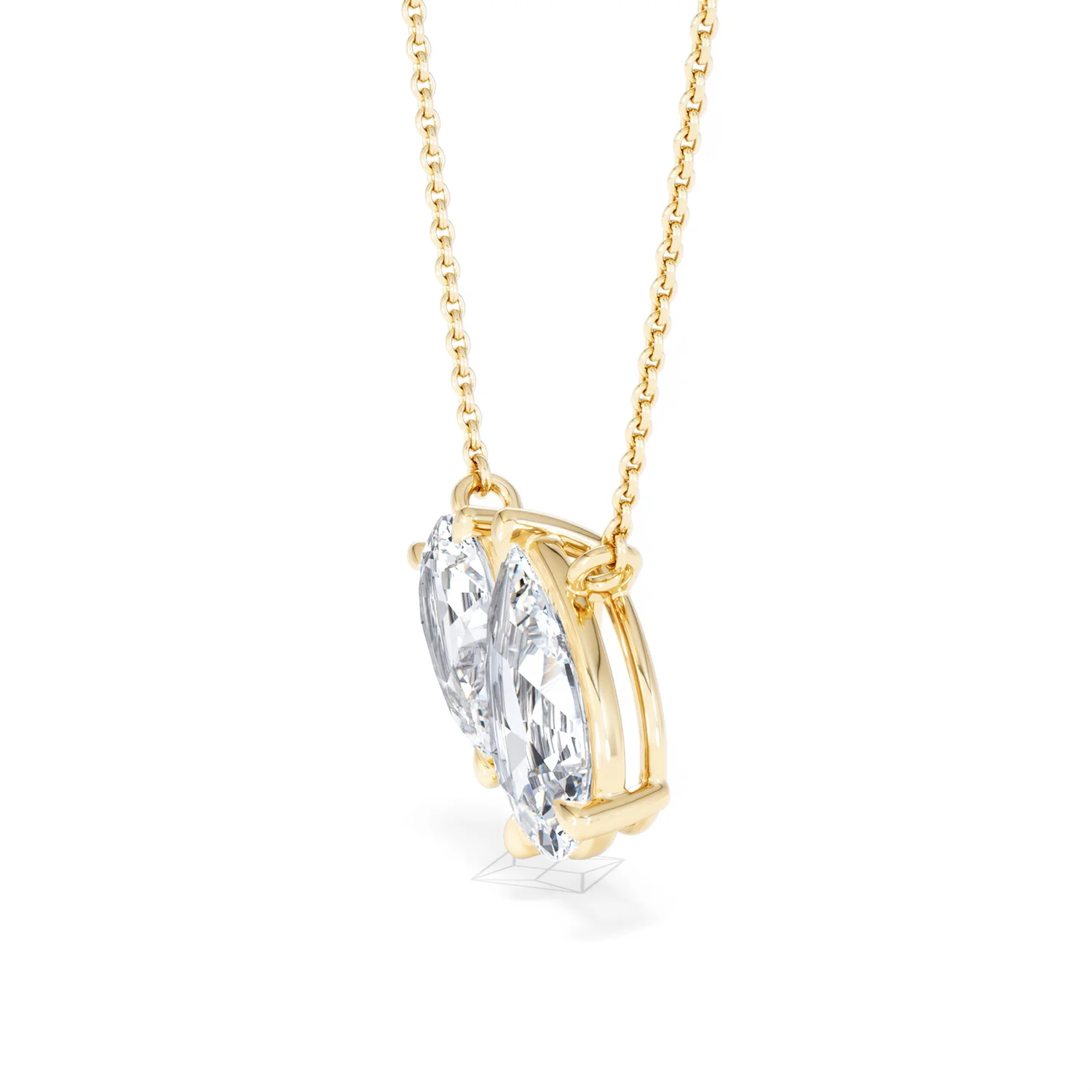 Toi Et Moi 3.00ct Pear Cut Lab Diamond 2 Stone Necklace in 18K Yellow Gold - Image 74
