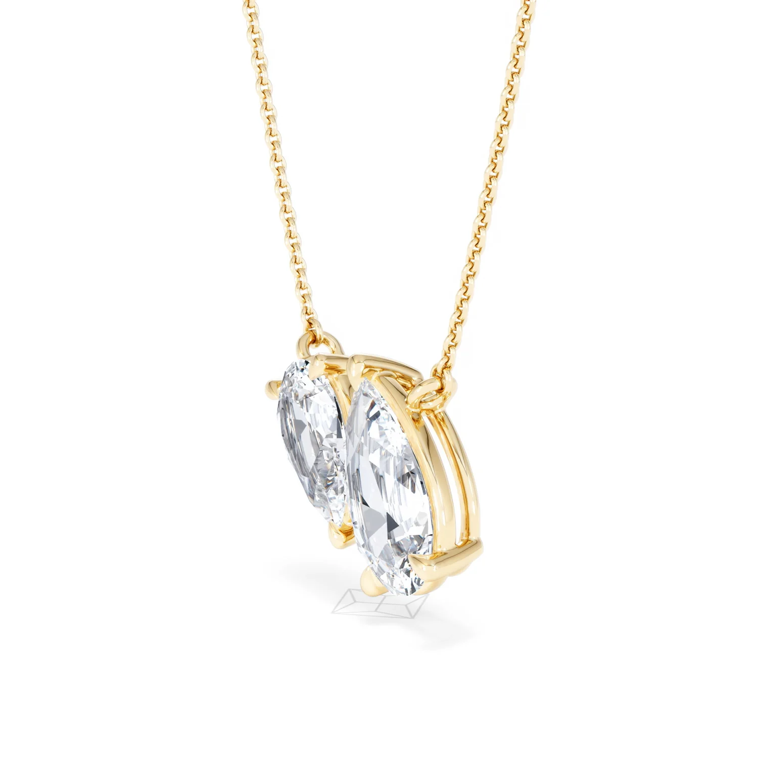 Toi Et Moi 3.00ct Pear Cut Lab Diamond 2 Stone Necklace in 18K Yellow Gold - Image 76
