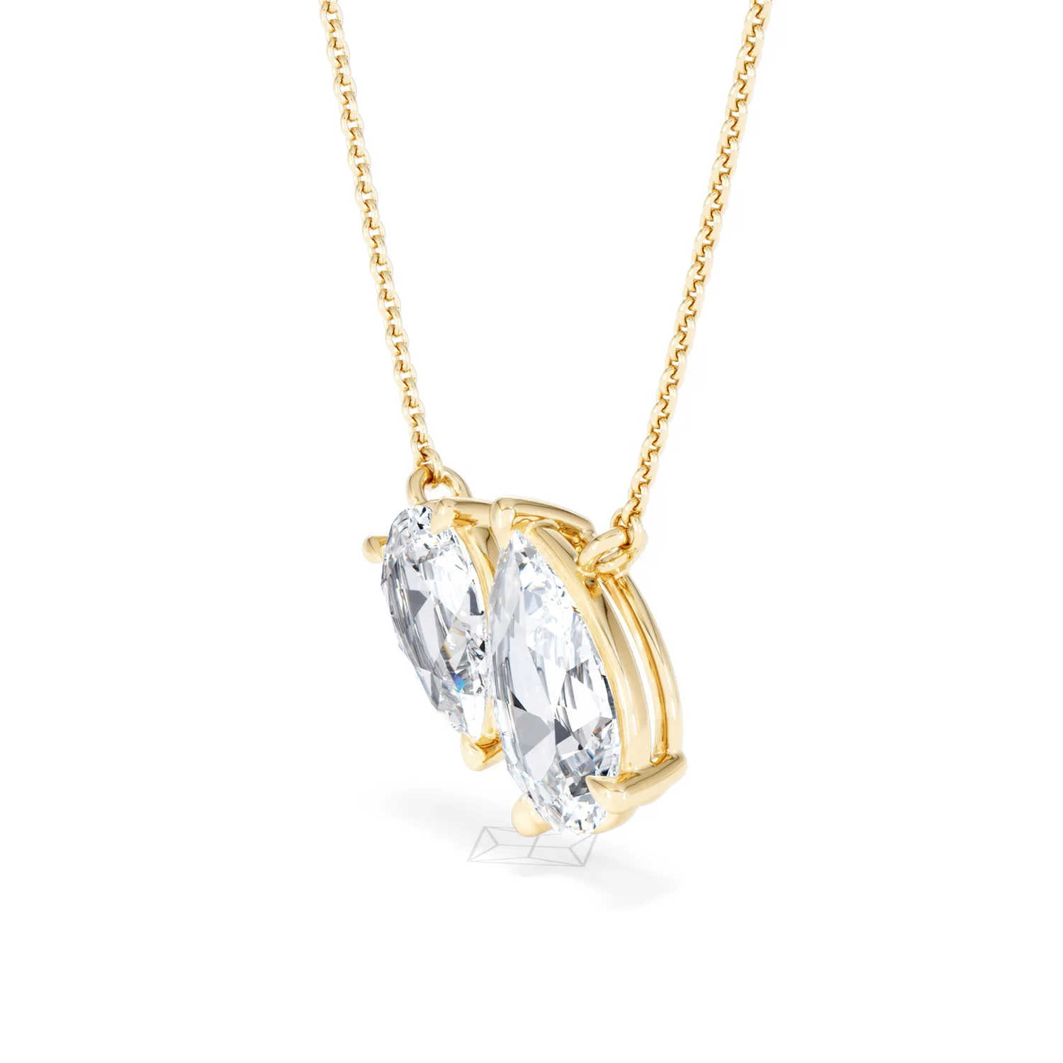 Toi Et Moi 3.00ct Pear Cut Lab Diamond 2 Stone Necklace in 18K Yellow Gold - Image 77