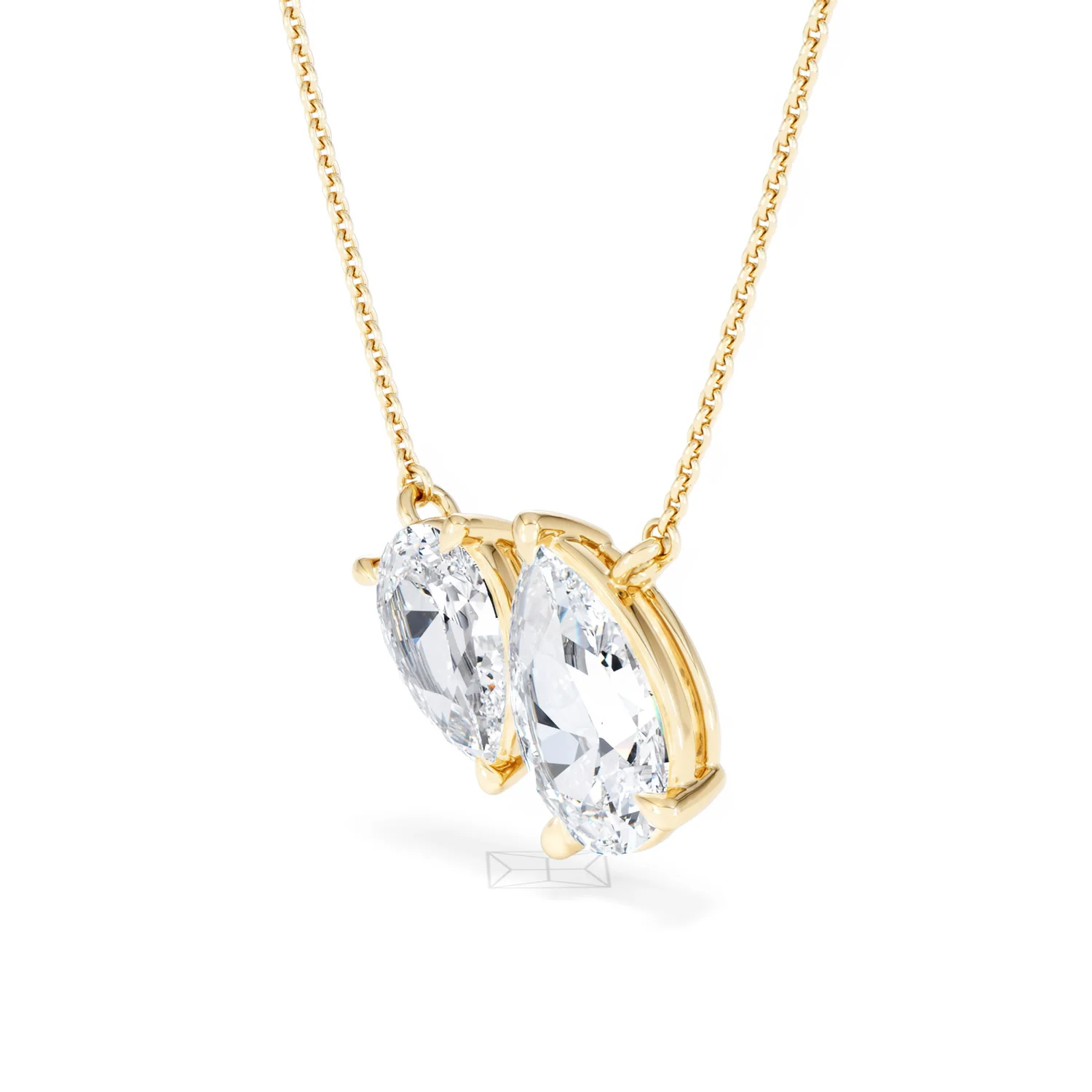 Toi Et Moi 3.00ct Pear Cut Lab Diamond 2 Stone Necklace in 18K Yellow Gold - Image 79