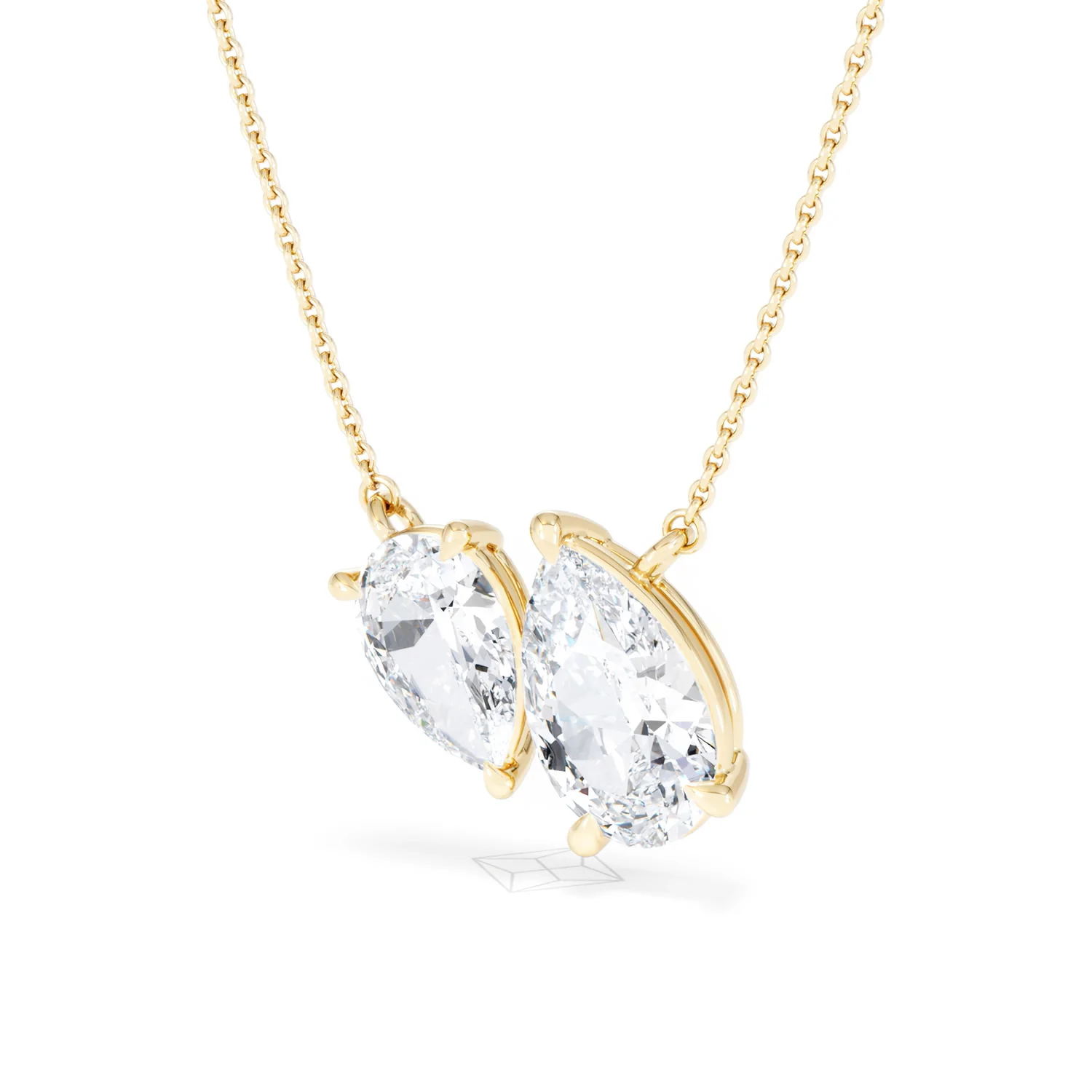 Toi Et Moi 3.00ct Pear Cut Lab Diamond 2 Stone Necklace in 18K Yellow Gold - Image 83