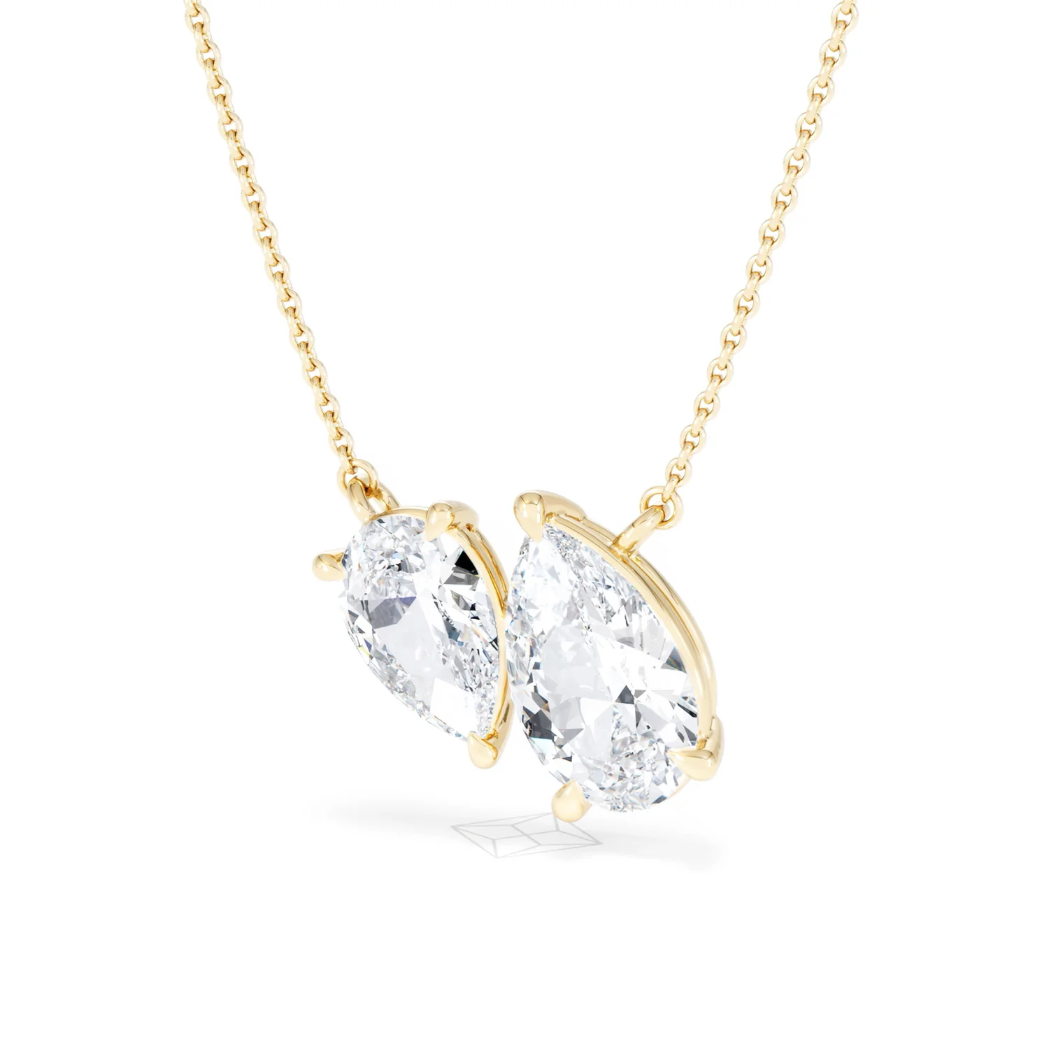 Toi Et Moi 3.00ct Pear Cut Lab Diamond 2 Stone Necklace in 18K Yellow Gold - Image 84