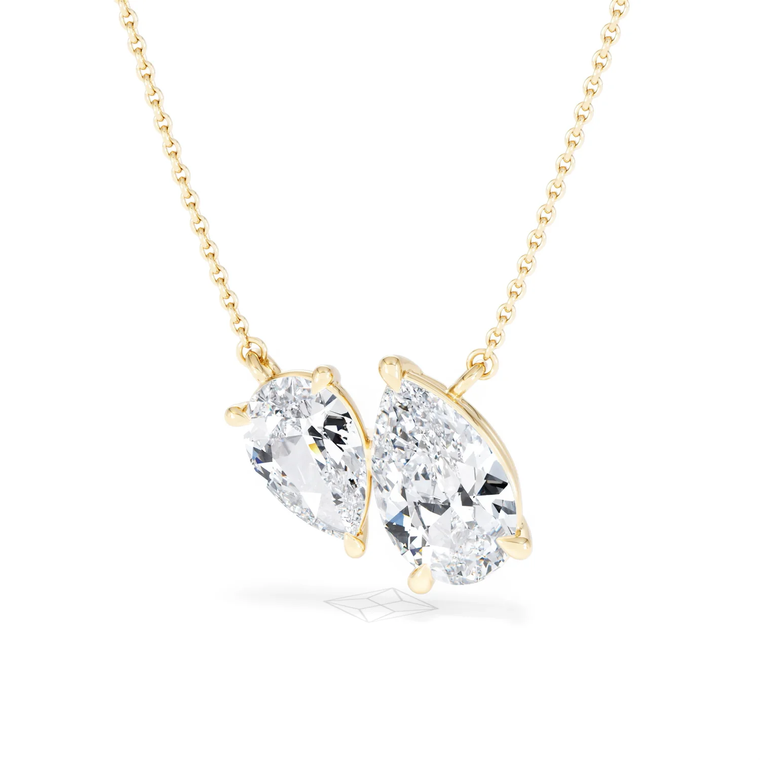 Toi Et Moi 3.00ct Pear Cut Lab Diamond 2 Stone Necklace in 18K Yellow Gold - Image 86