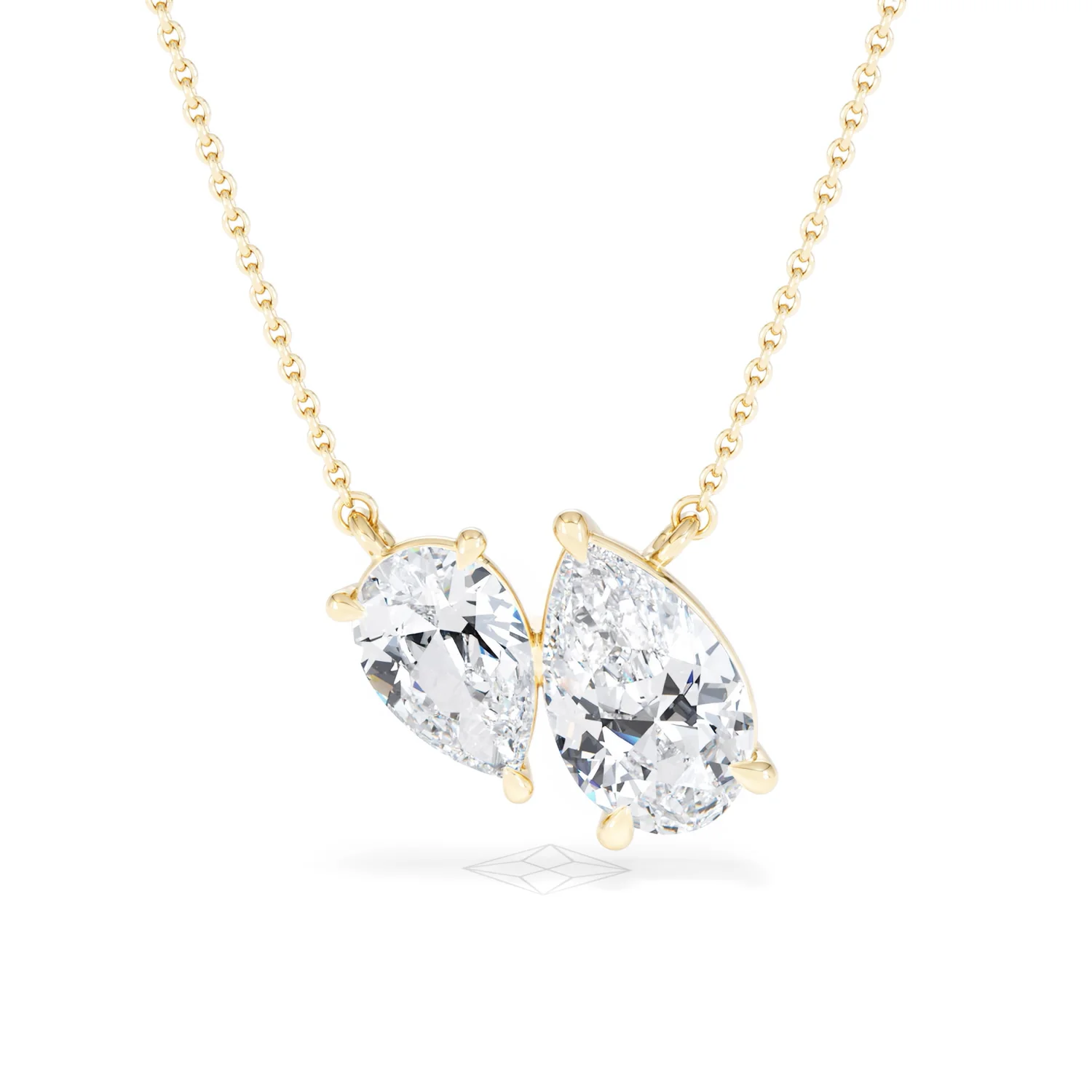 Toi Et Moi 3.00ct Pear Cut Lab Diamond 2 Stone Necklace in 18K Yellow Gold - Image 88