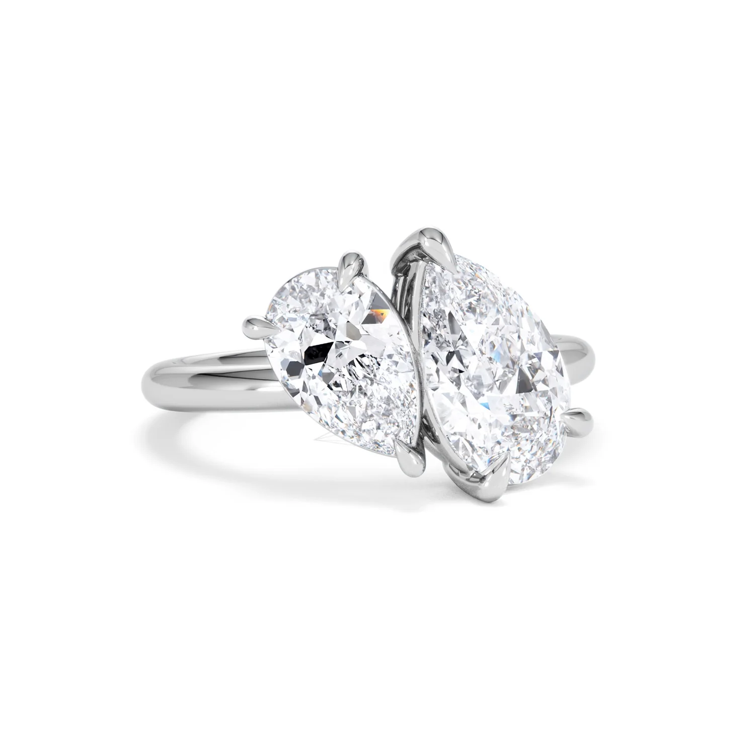 Toi Et Moi 3.00ct Pear Cut Lab Diamond Engagement Ring in Platinum - Image 12