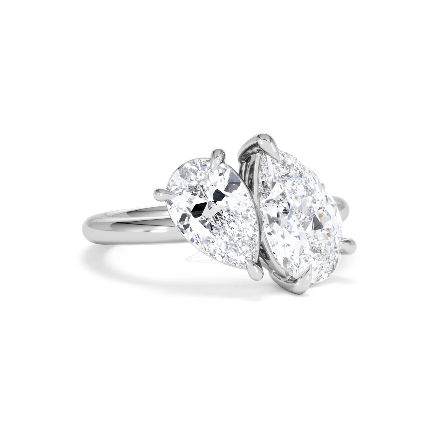 Toi Et Moi 3.00ct Pear Cut Lab Diamond Engagement Ring in Platinum - Image 13