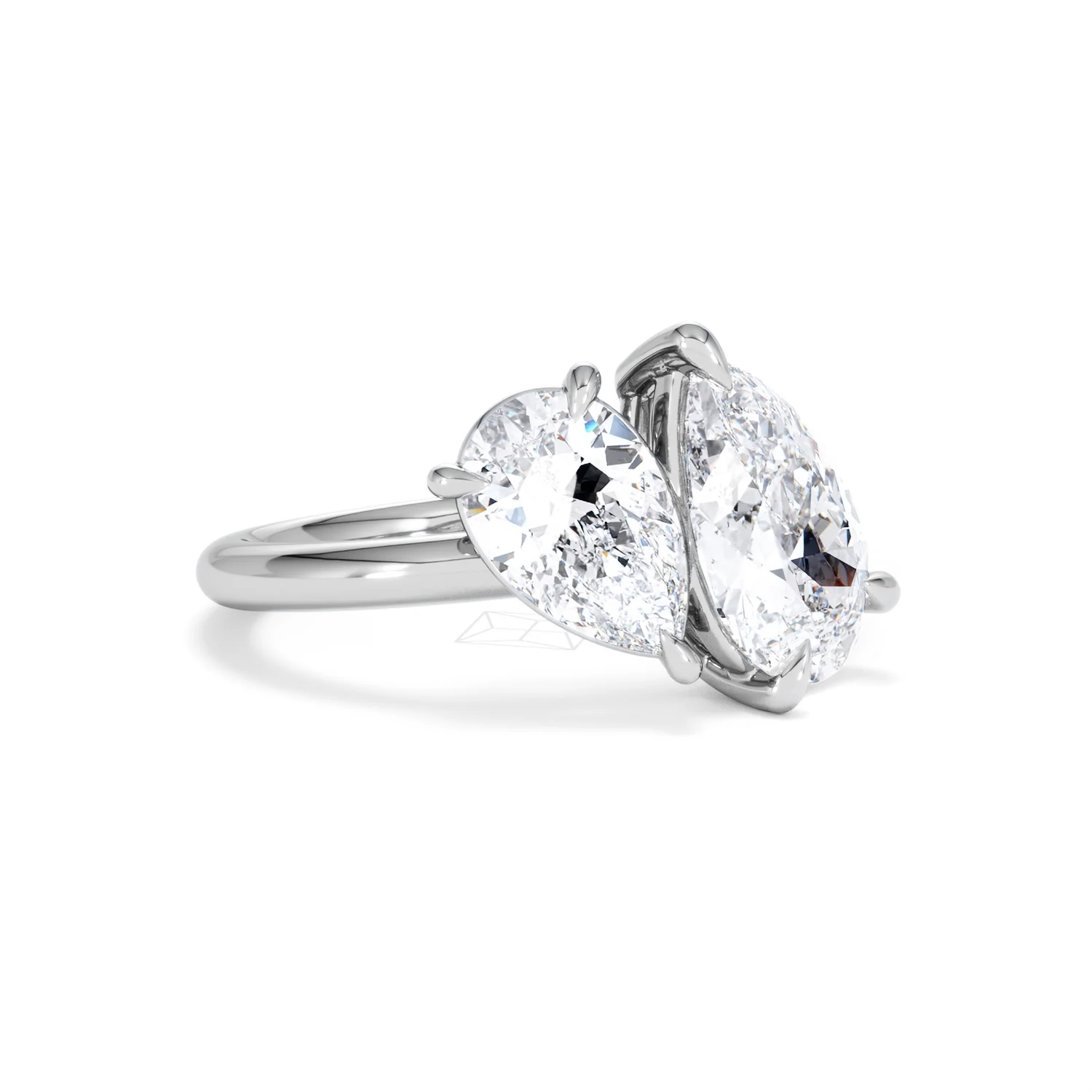 Toi Et Moi 3.00ct Pear Cut Lab Diamond Engagement Ring in Platinum - Image 15