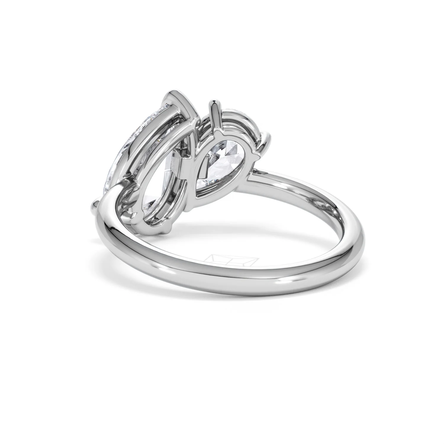Toi Et Moi 3.00ct Pear Cut Lab Diamond Engagement Ring in Platinum - Image 54