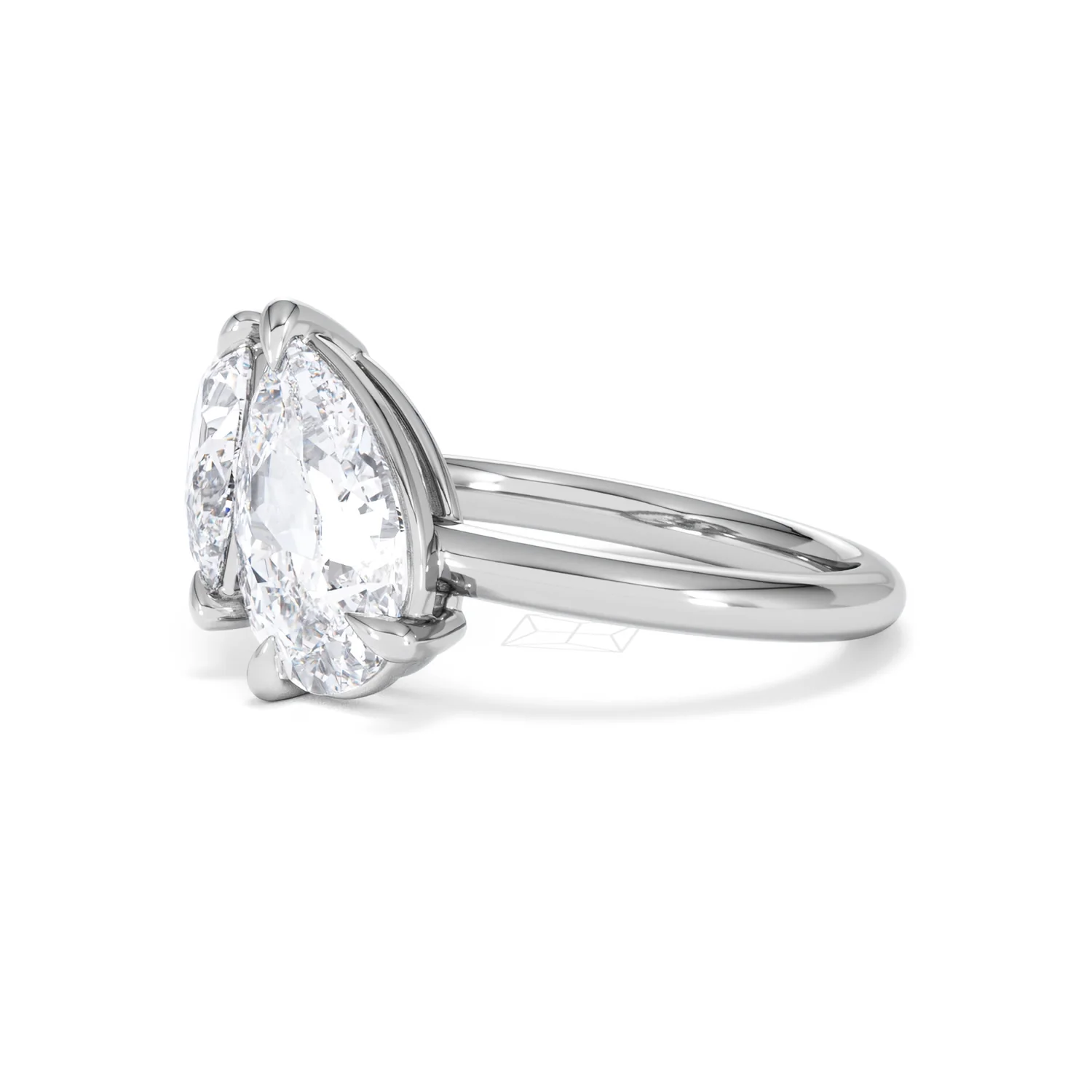 Toi Et Moi 3.00ct Pear Cut Lab Diamond Engagement Ring in Platinum - Image 75