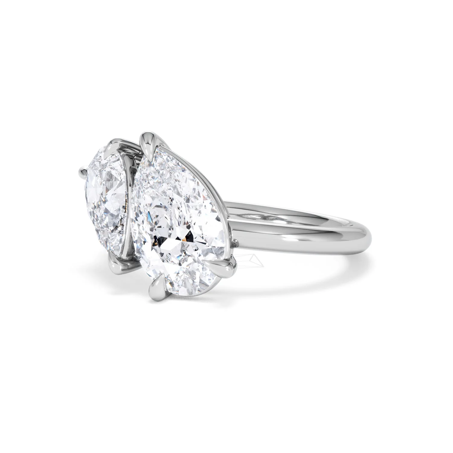 Toi Et Moi 3.00ct Pear Cut Lab Diamond Engagement Ring in Platinum - Image 80