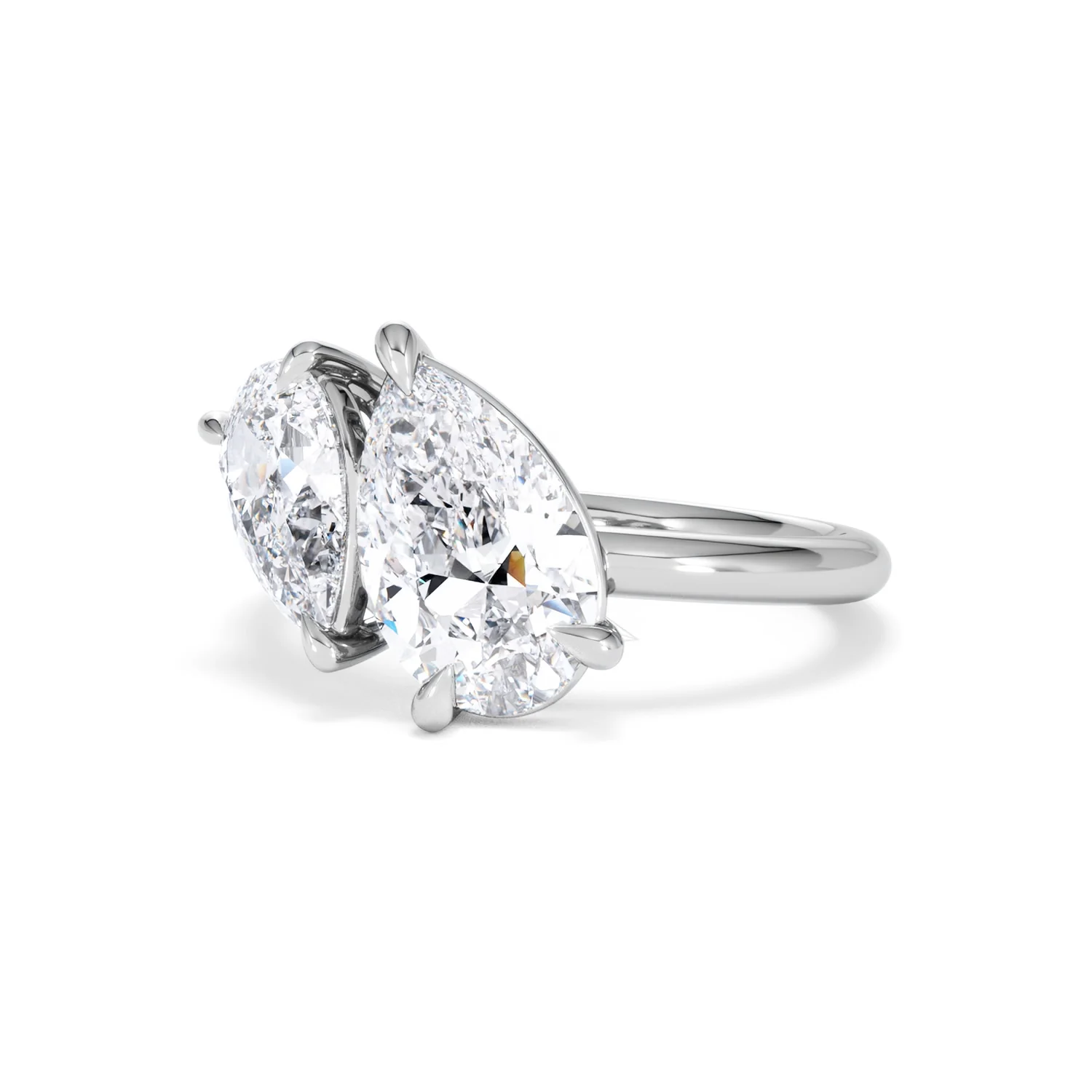Toi Et Moi 3.00ct Pear Cut Lab Diamond Engagement Ring in Platinum - Image 82