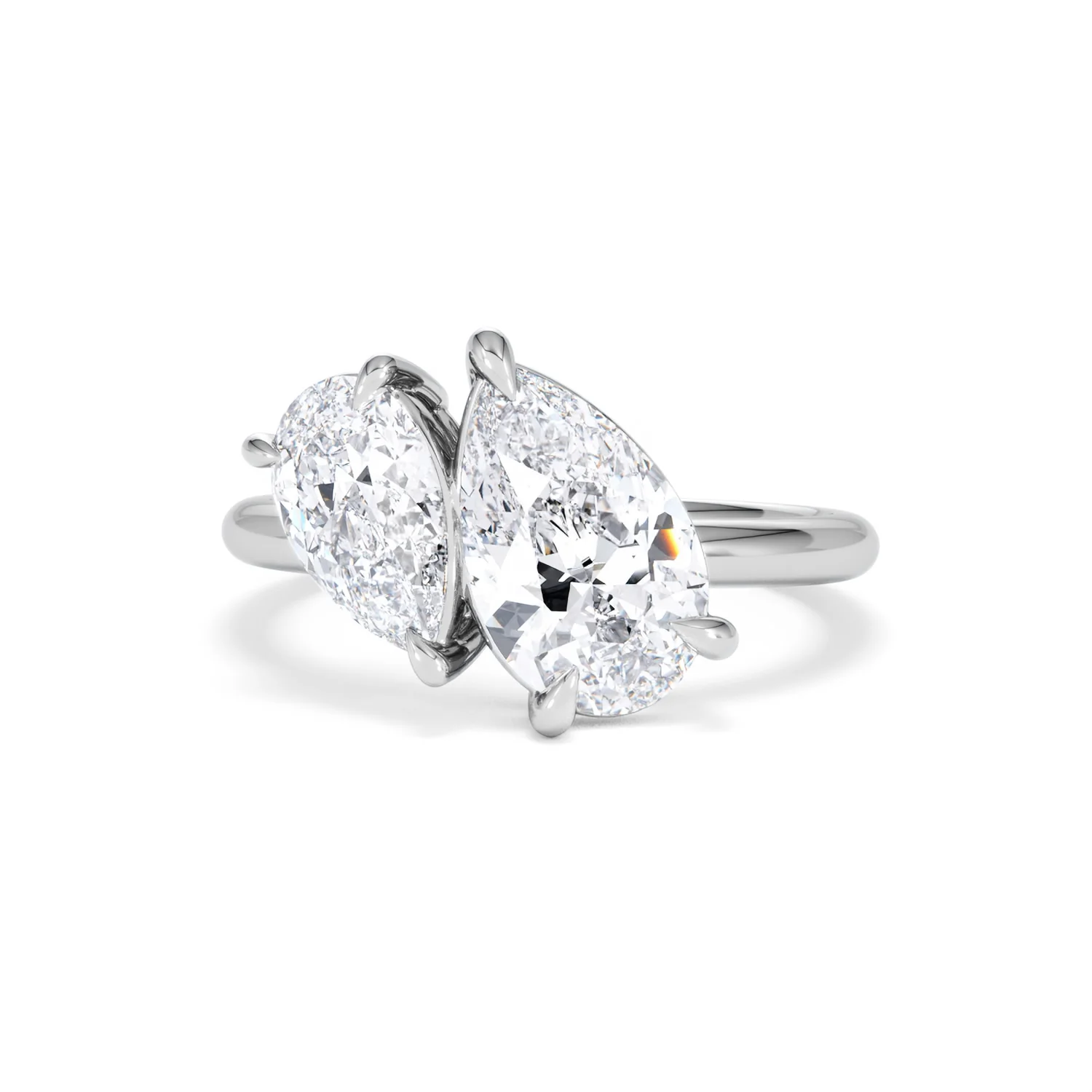 Toi Et Moi 3.00ct Pear Cut Lab Diamond Engagement Ring in Platinum - Image 86