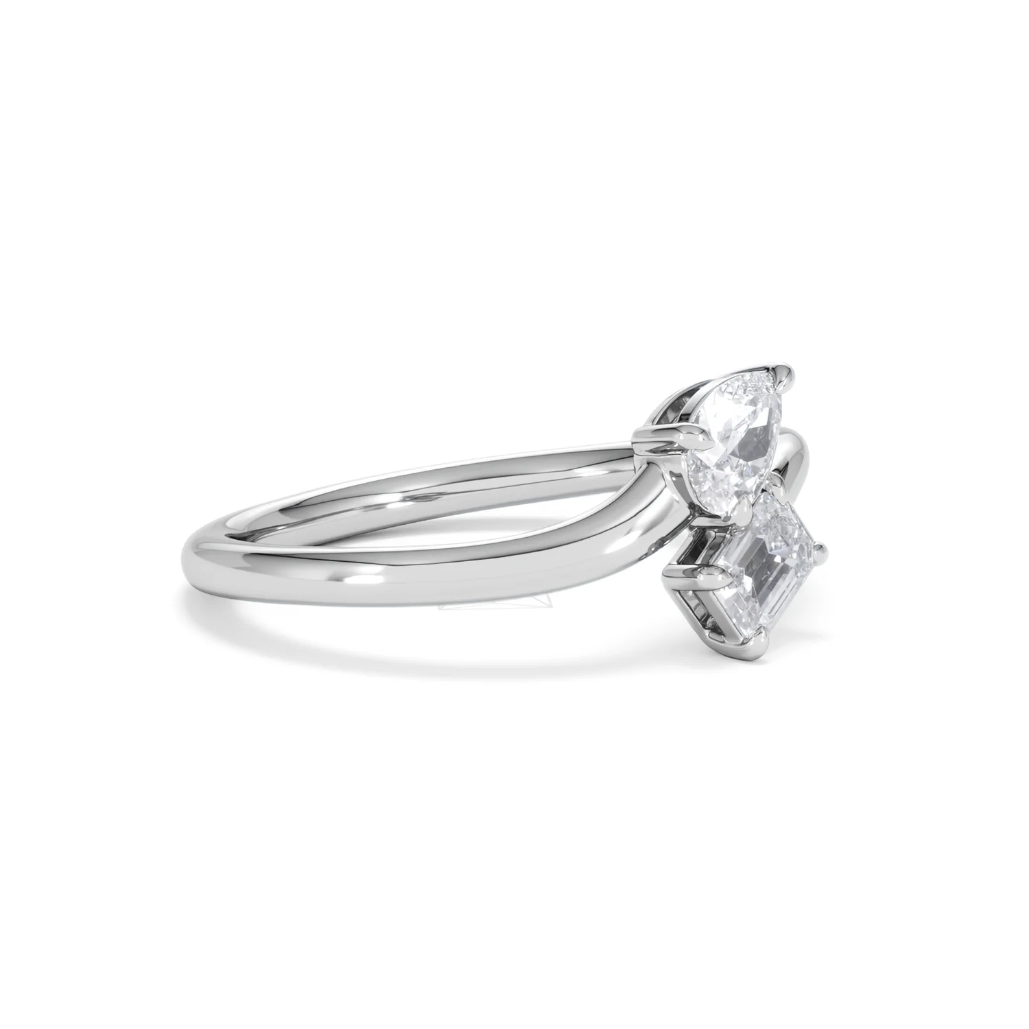 Toi et Moi Emerald and Pear Cut Lab Diamond Ring 0.50ct F/VS in 925 Silver - Image 21
