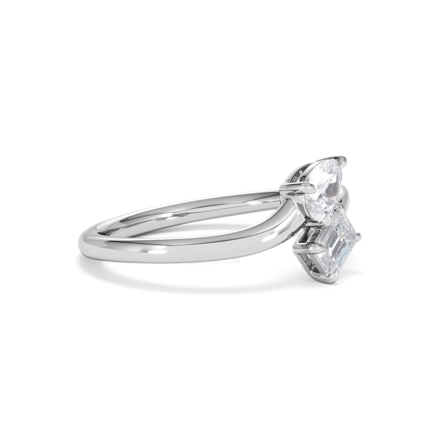 Toi et Moi Emerald and Pear Cut Lab Diamond Ring 0.50ct F/VS in 925 Silver - Image 22