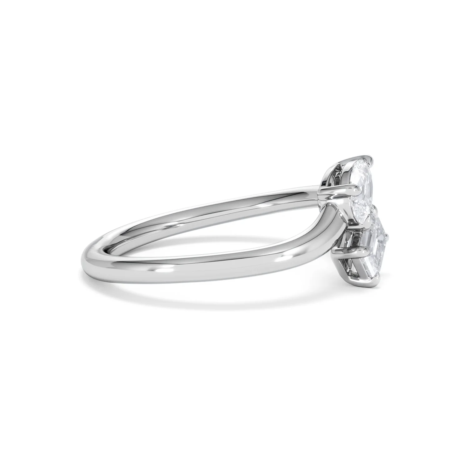 Toi et Moi Emerald and Pear Cut Lab Diamond Ring 0.50ct F/VS in 925 Silver - Image 26