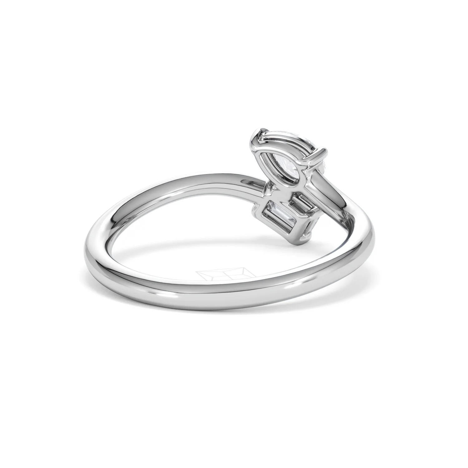 Toi et Moi Emerald and Pear Cut Lab Diamond Ring 0.50ct F/VS in 925 Silver - Image 44