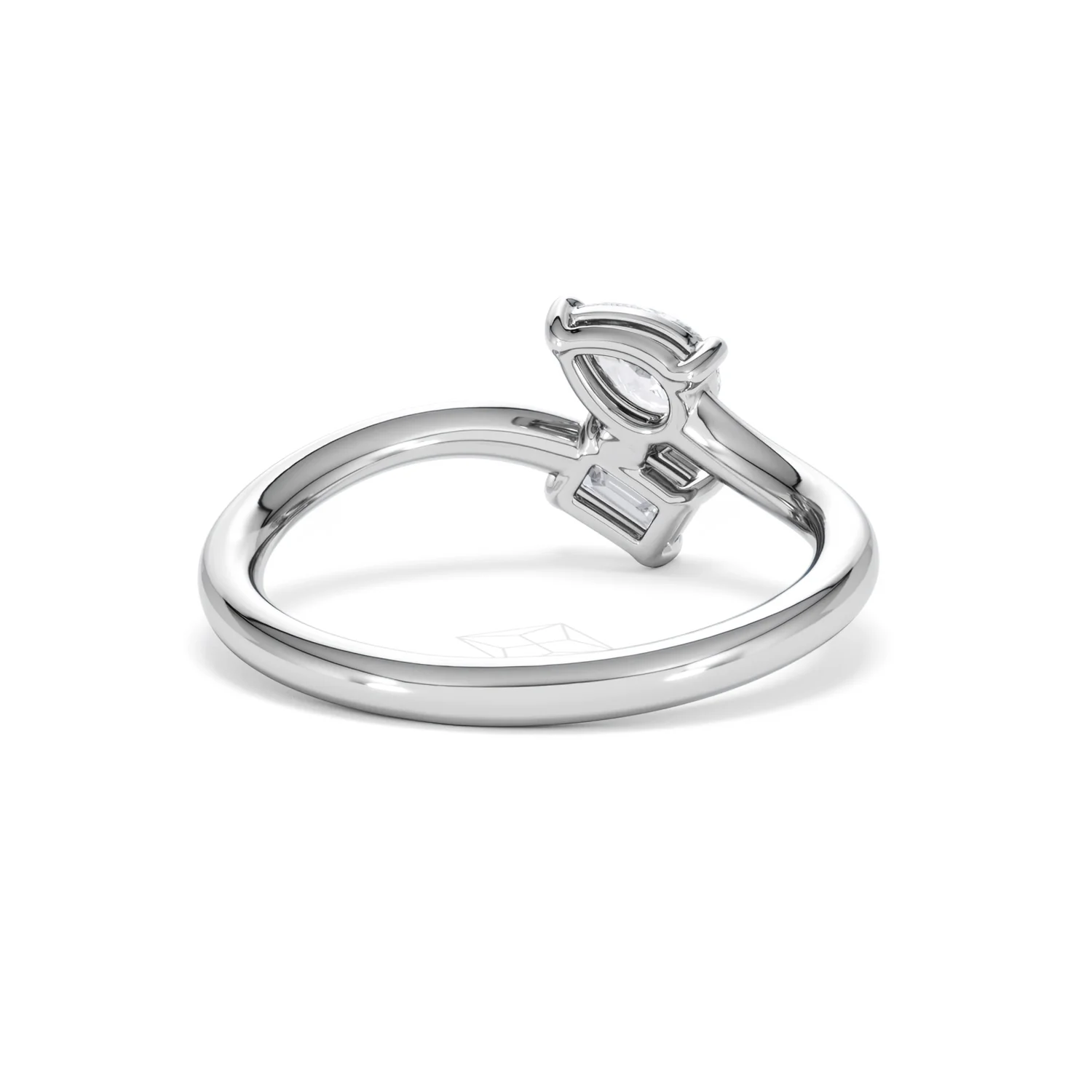 Toi et Moi Emerald and Pear Cut Lab Diamond Ring 0.50ct F/VS in 925 Silver - Image 46